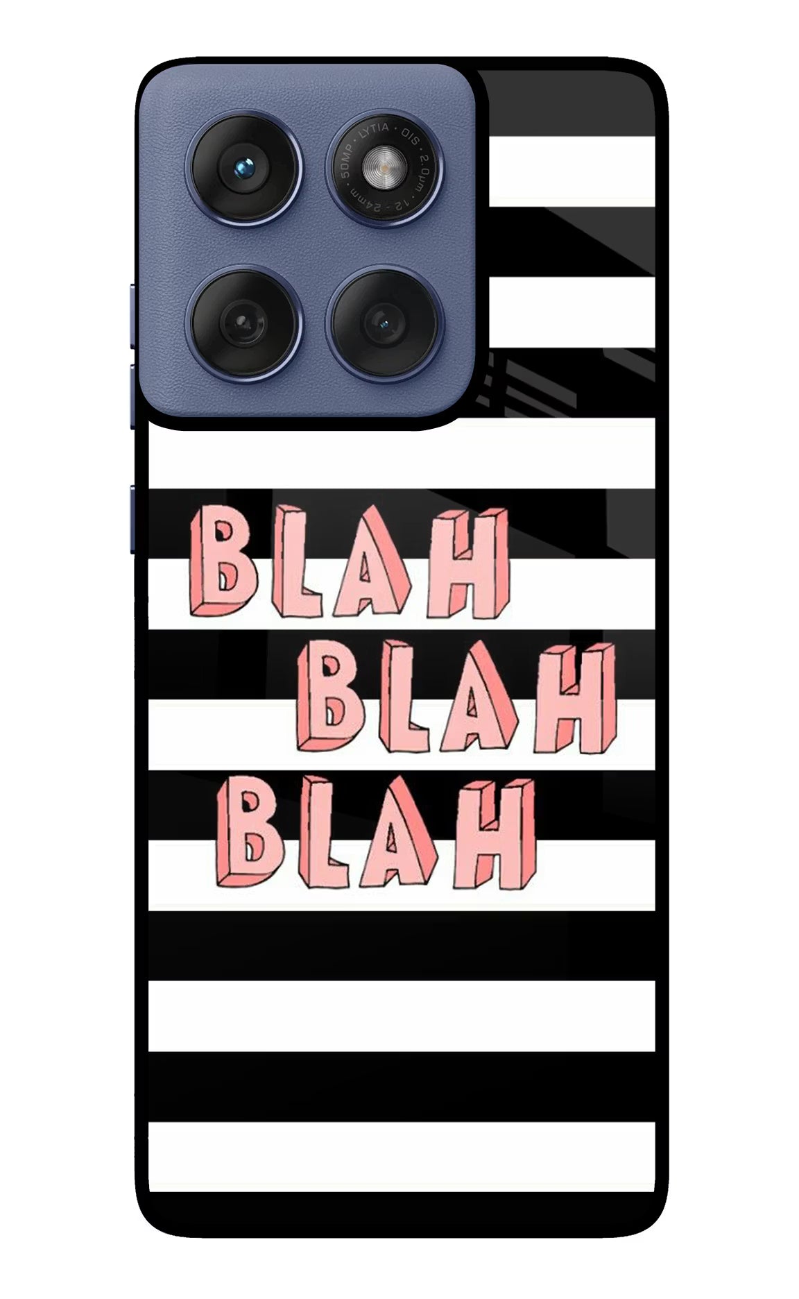 Blah Blah Blah Moto Edge 60 Fusion Glass Case Back Cover by Casekaro