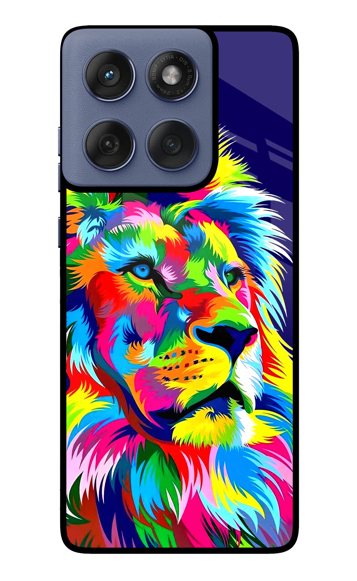 Vector Art Lion Moto Edge 60 Fusion Glass Case Back Cover by Casekaro