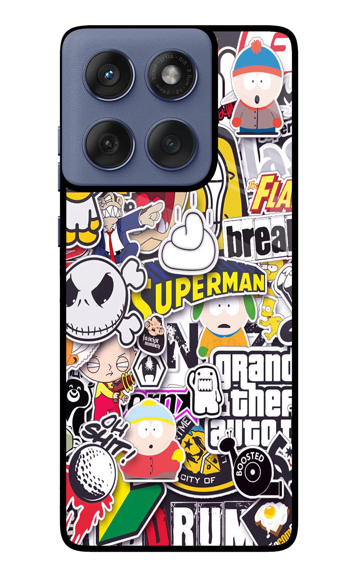 Sticker Bomb Moto Edge 60 Fusion Glass Case Back Cover by Casekaro