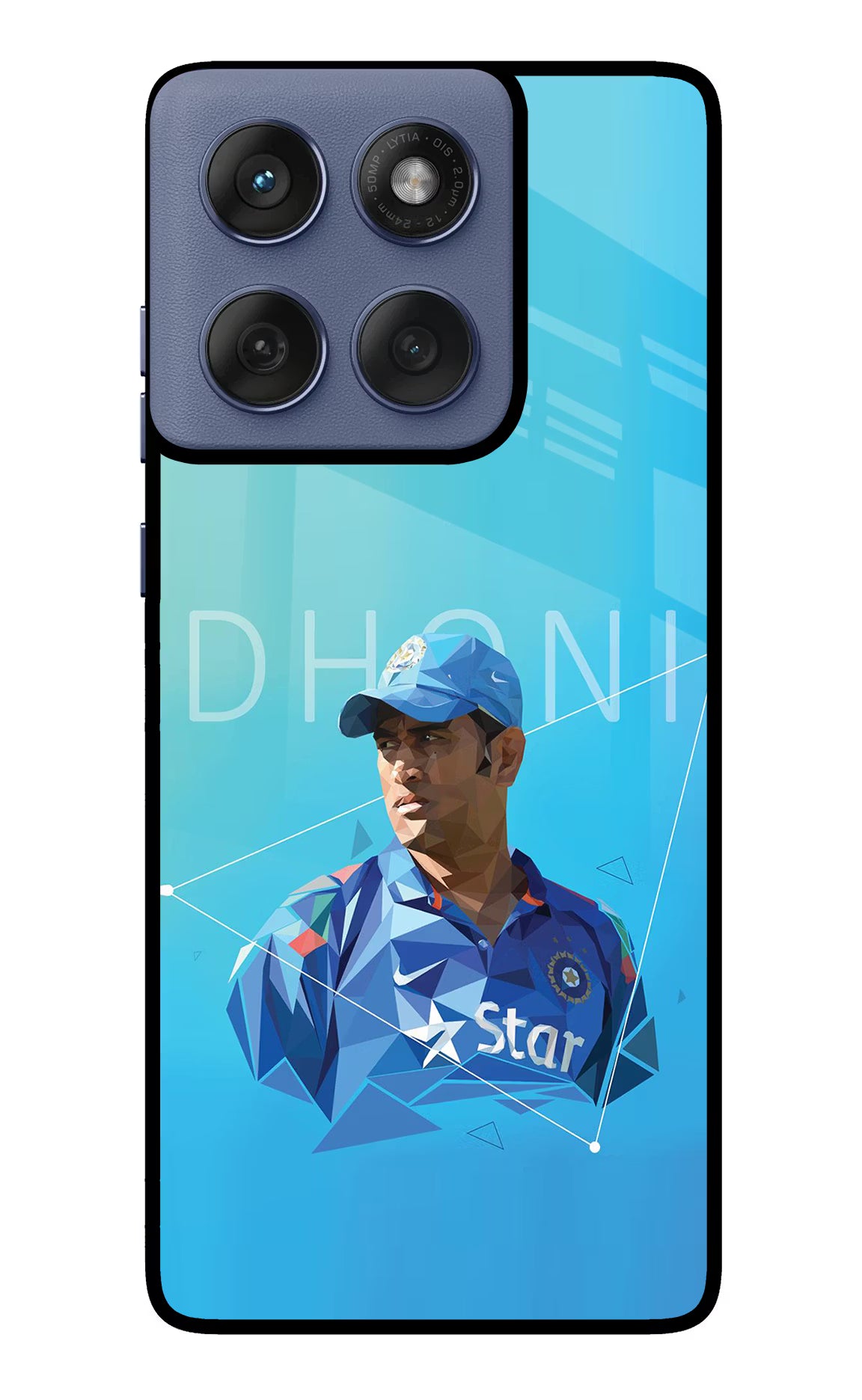 Dhoni Artwork Moto Edge 60 Fusion Glass Case Back Cover by Casekaro