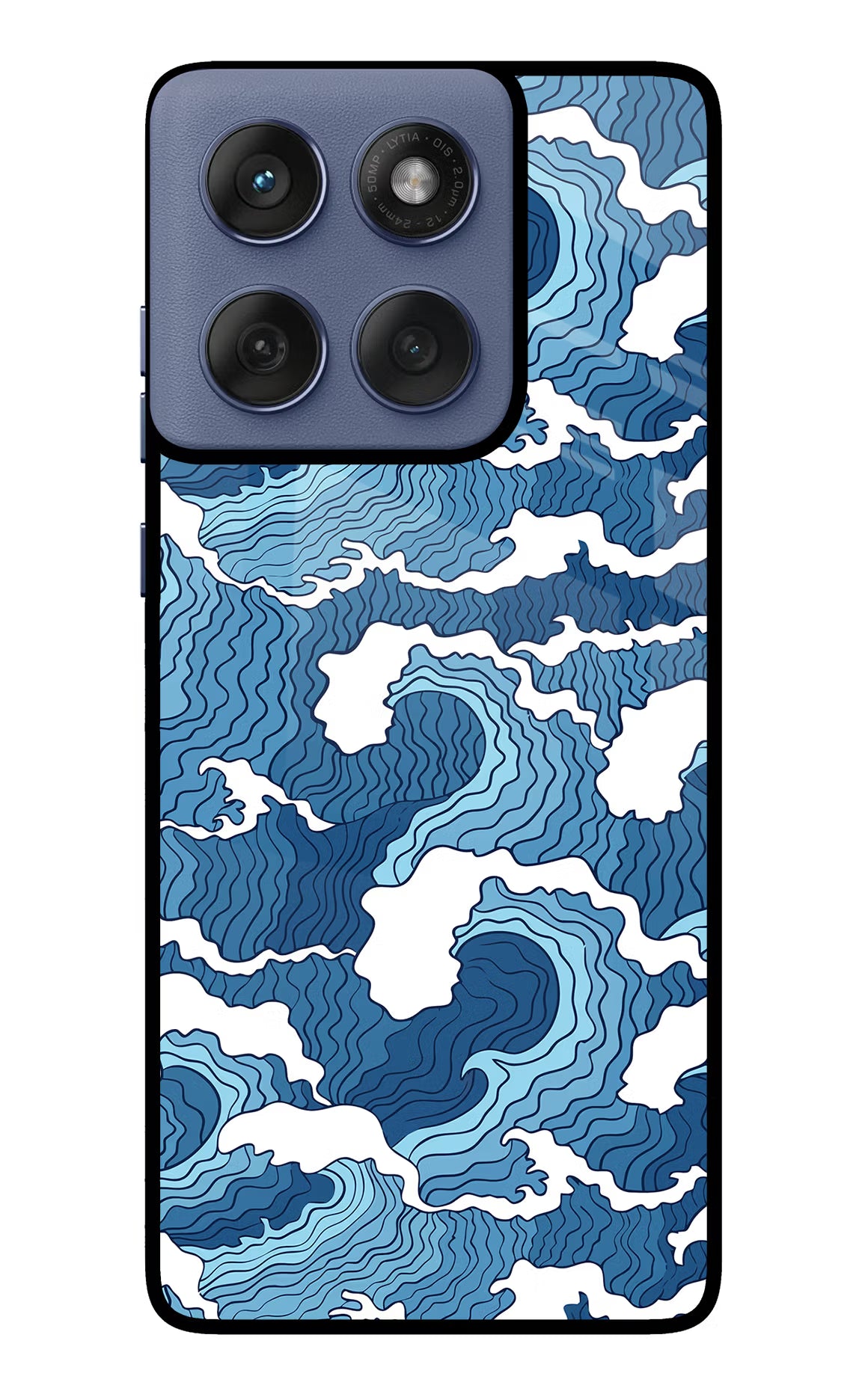 Blue Waves Moto Edge 60 Fusion Glass Case Back Cover by Casekaro