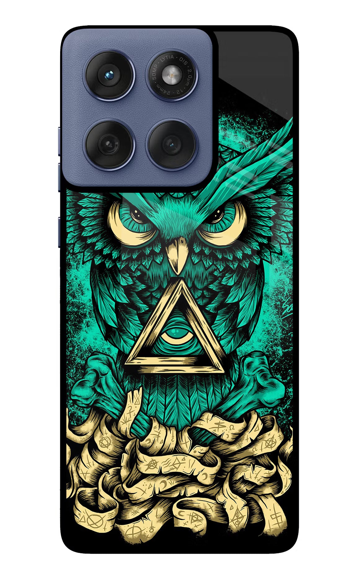 Green Owl Moto Edge 60 Fusion Glass Case Back Cover by Casekaro