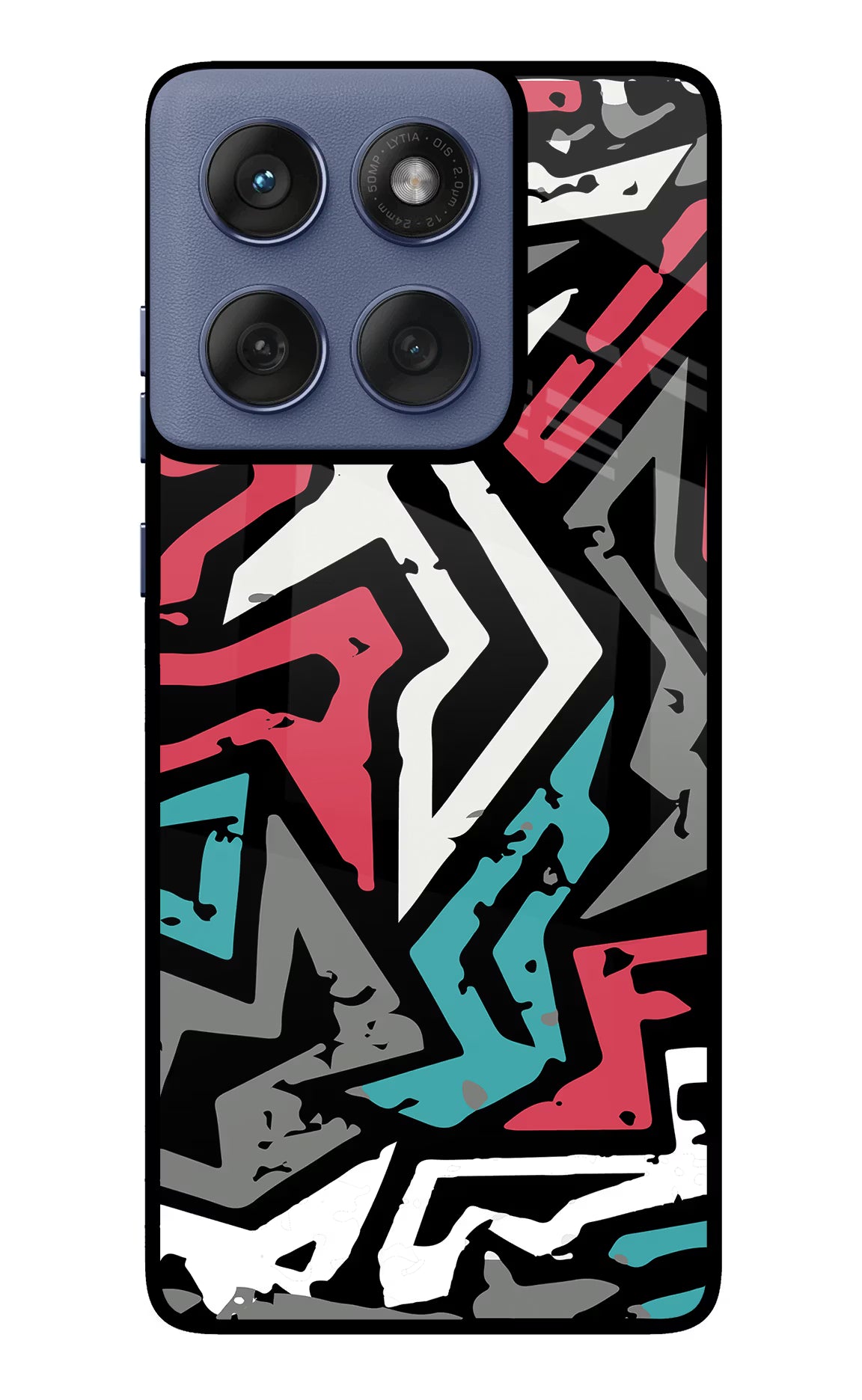 Geometric Graffiti Moto Edge 60 Fusion Glass Case Back Cover by Casekaro