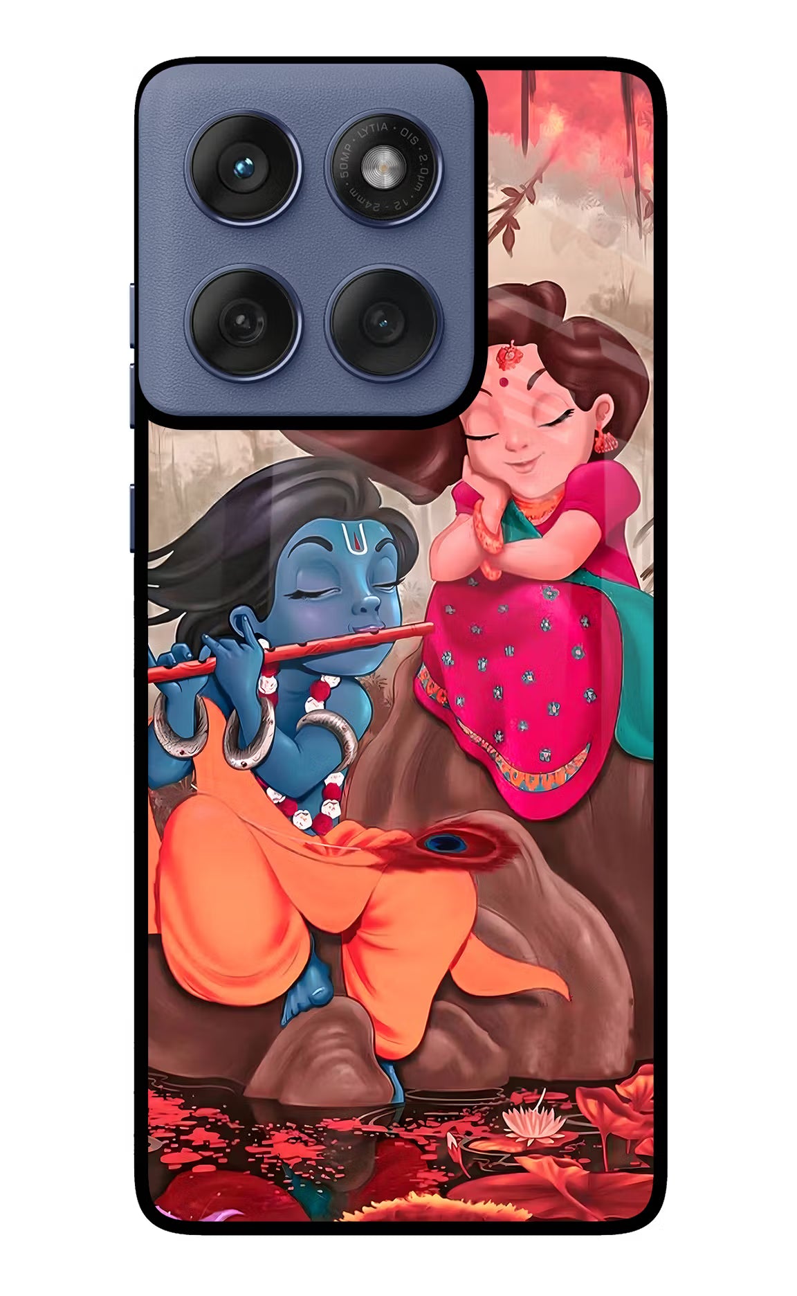 Radhe Krishna Moto Edge 60 Fusion Glass Case Back Cover by Casekaro