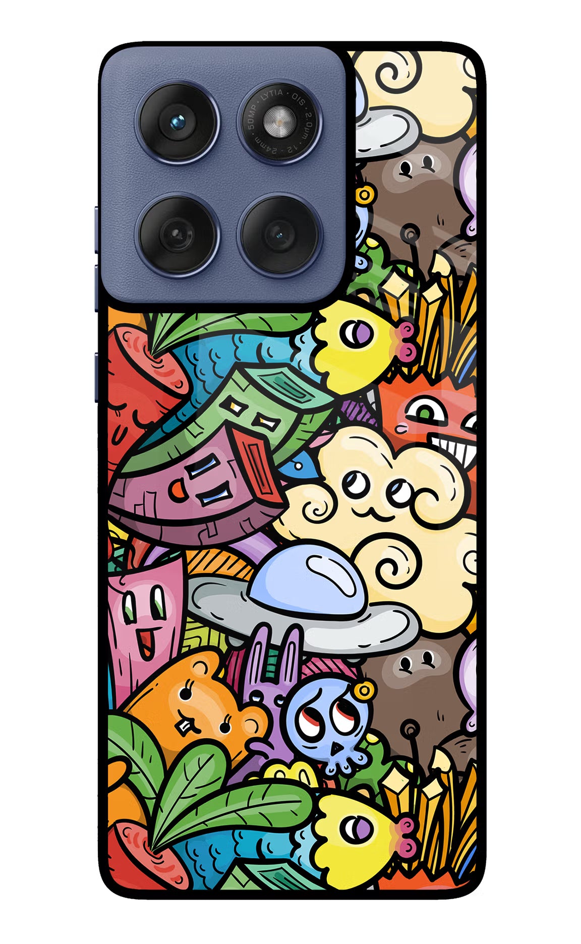 Veggie Doodle Moto Edge 60 Fusion Glass Case Back Cover by Casekaro