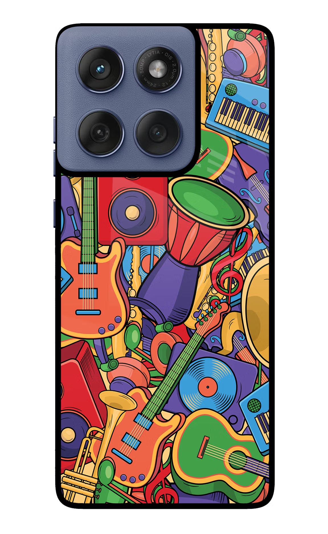 Music Instrument Doodle Moto Edge 60 Fusion Glass Case Back Cover by Casekaro
