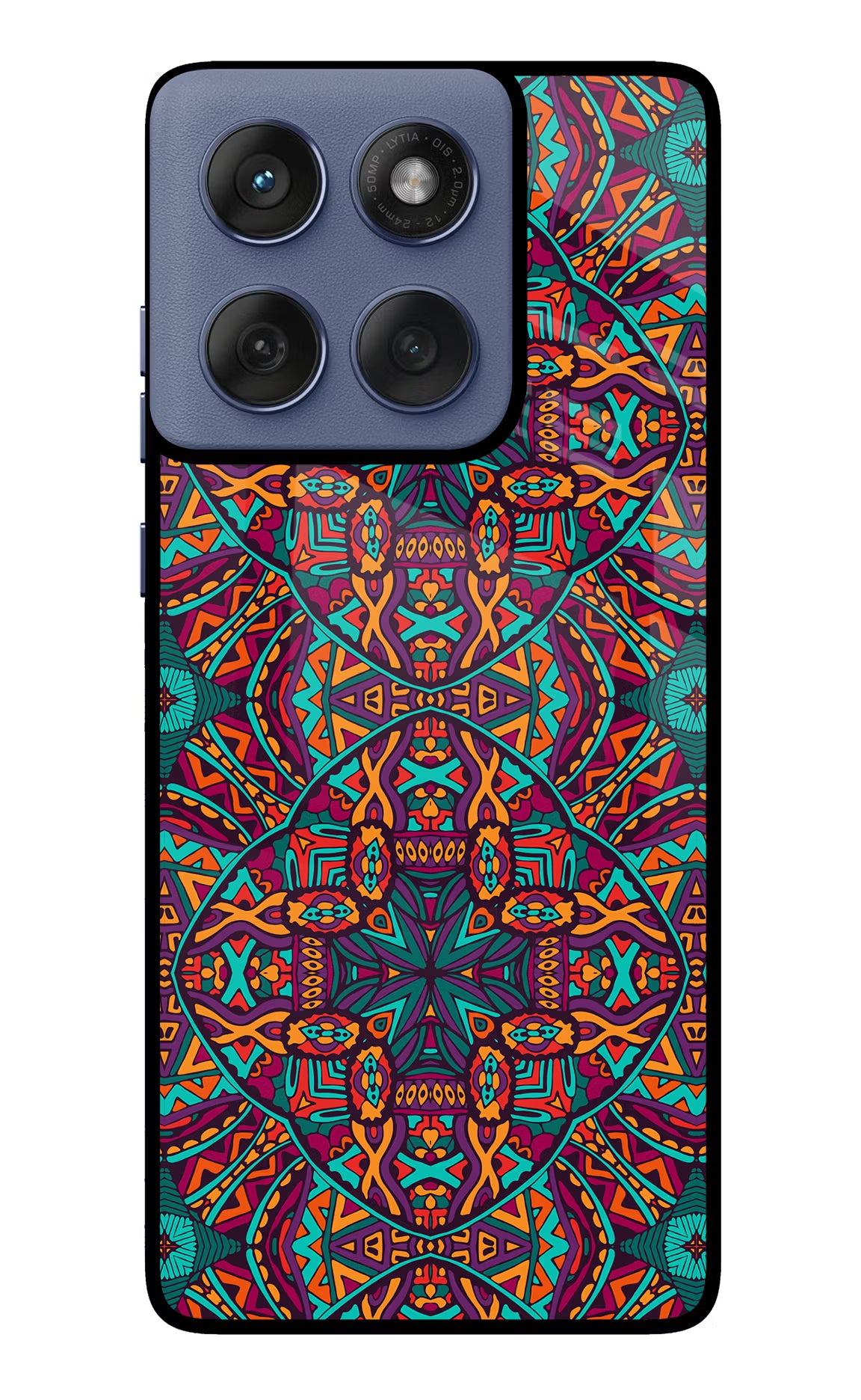 Colour Mandala Moto Edge 60 Fusion Glass Case Back Cover by Casekaro