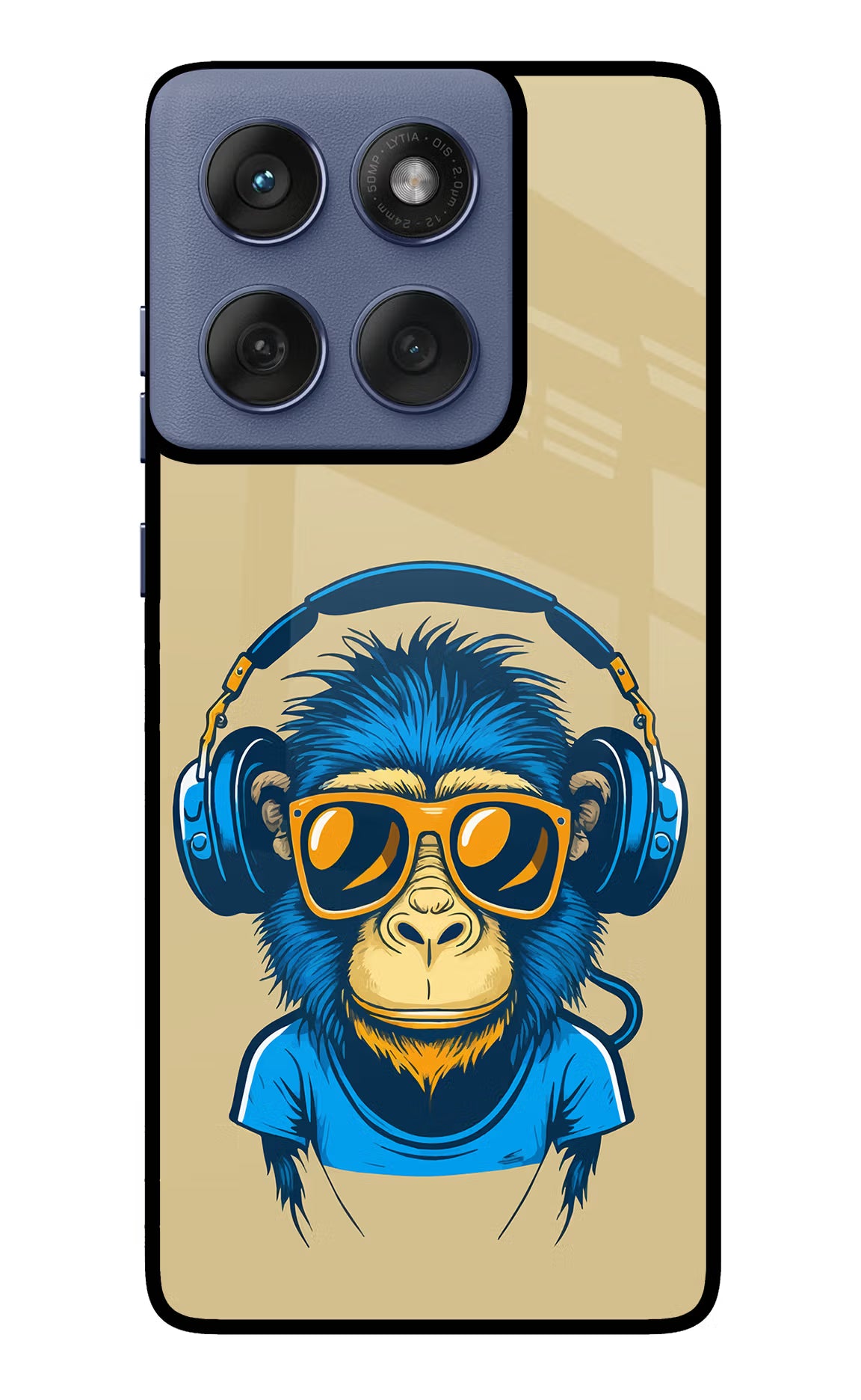 Monkey Headphone Moto Edge 60 Fusion Back Cover - Monkey Headphone Moto Edge 60 Fusion Glass Case Back Cover by Casekaro Monkey Headphone Moto Edge 60 Fusion Glass Case Back Cover by Casekaro