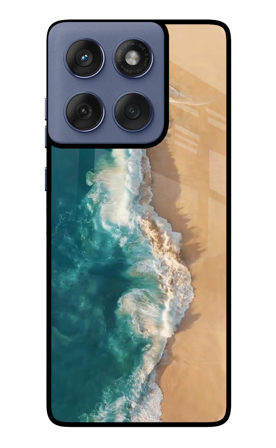 Ocean Beach Moto Edge 60 Fusion Glass Case Back Cover by Casekaro