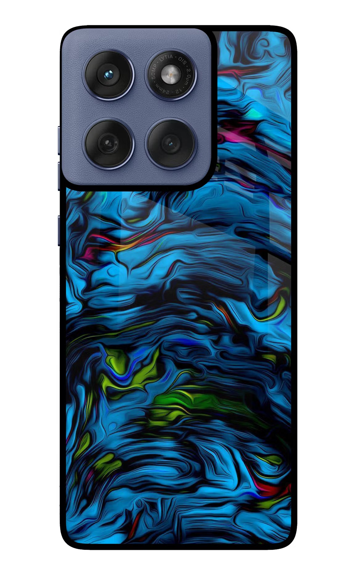Dark Blue Abstract Moto Edge 60 Fusion Glass Case Back Cover by Casekaro