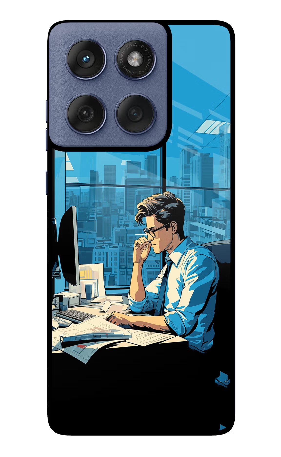Focused Hustler (AI Generated) Moto Edge 60 Fusion Glass Case Back Cover by Casekaro