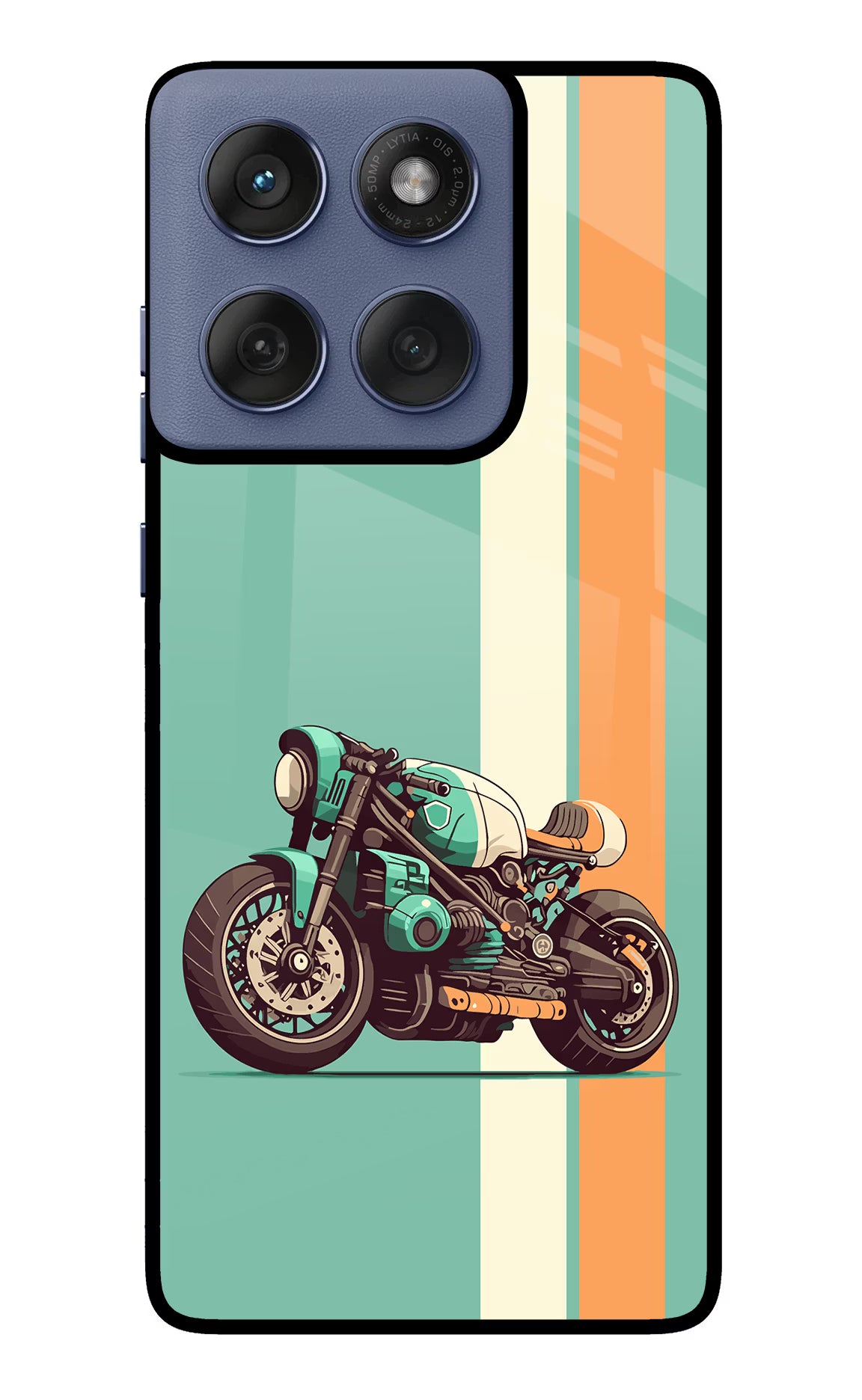 Striped Moto Drift Moto Edge 60 Fusion Back Cover - Striped Moto Drift Moto Edge 60 Fusion Glass Case Back Cover by Casekaro Striped Moto Drift Moto Edge 60 Fusion Glass Case Back Cover by Casekaro