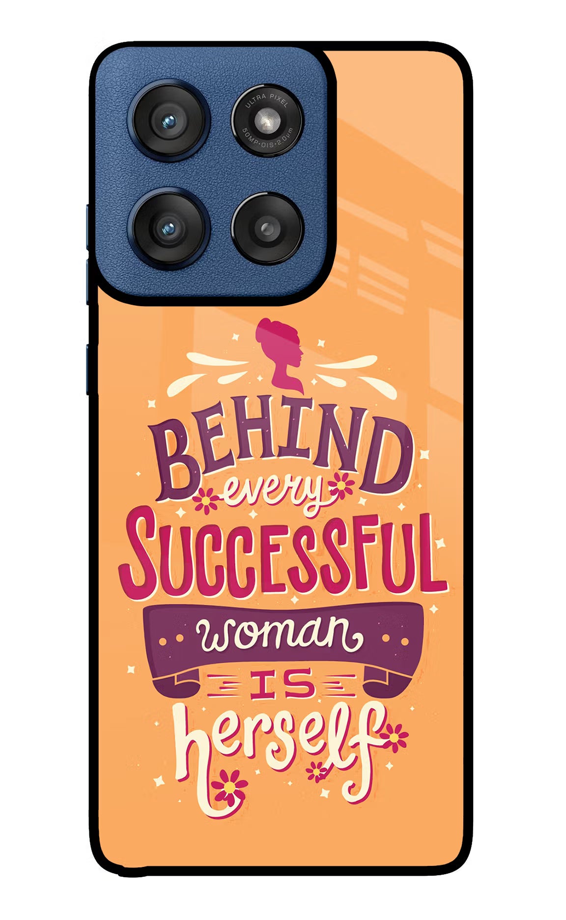 Behind Every Successful Woman There Is Herself Moto Edge 60 Stylus Back Cover - Behind Every Successful Woman There Is Herself Moto Edge 60 Stylus Glass Case Back Cover by Casekaro Behind Every Successful Woman There Is Herself Moto Edge 60 Stylus Glass Case Back Cover by Casekaro