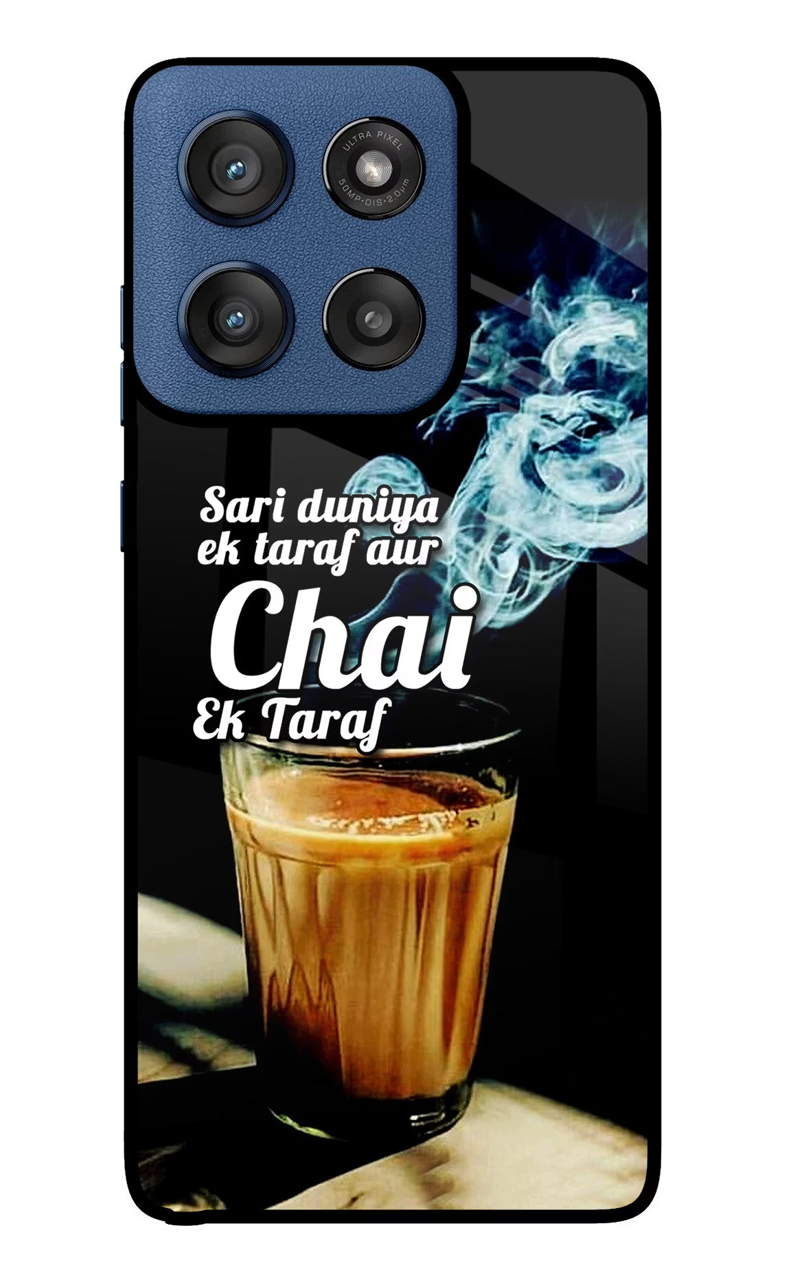 Chai Ek Taraf Quote Moto Edge 60 Stylus Back Cover - Chai Ek Taraf Quote Moto Edge 60 Stylus Glass Case Back Cover by Casekaro Chai Ek Taraf Quote Moto Edge 60 Stylus Glass Case Back Cover by Casekaro