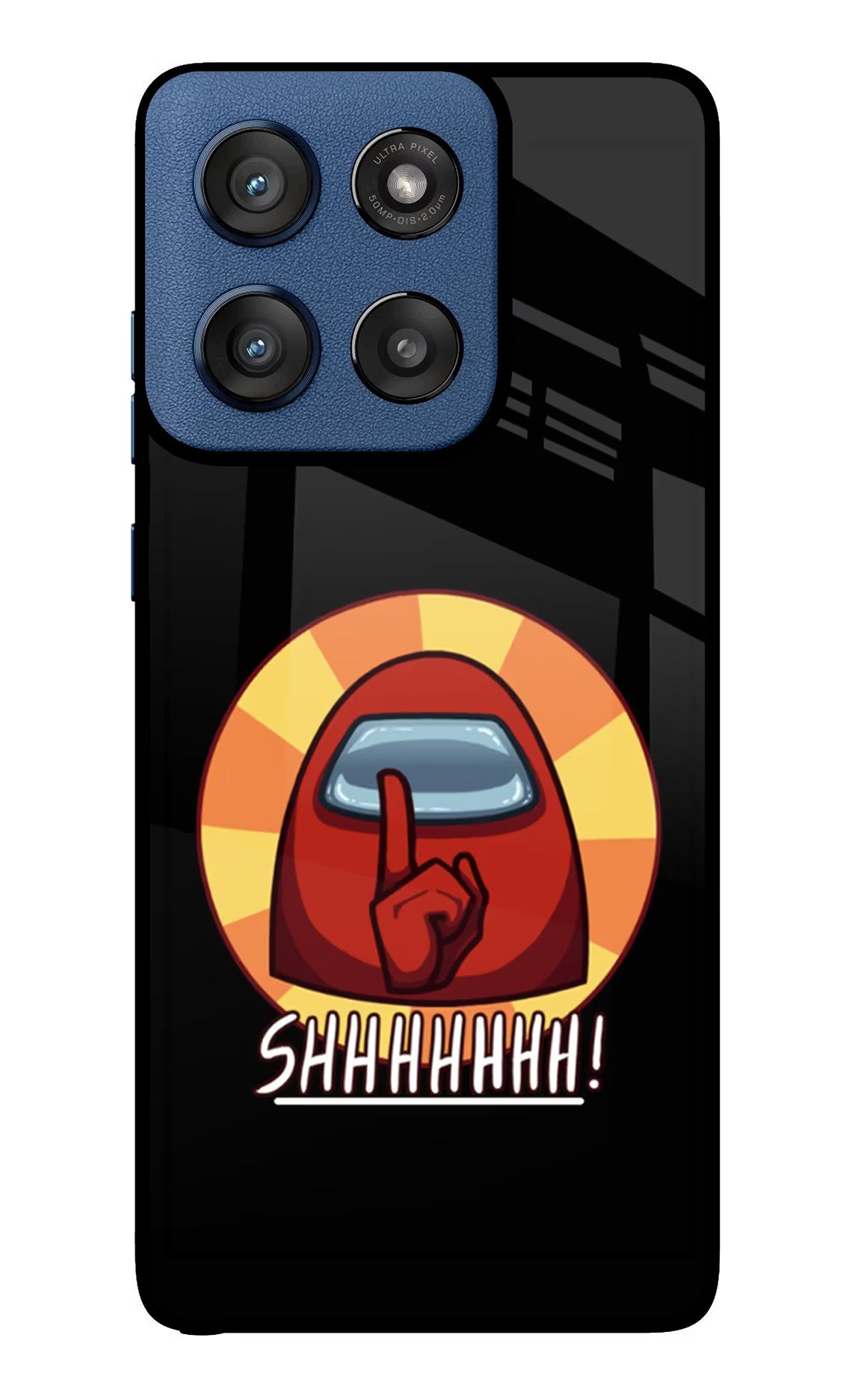 Among Us Shhh! Moto Edge 60 Stylus Back Cover - Among Us Shhh! Moto Edge 60 Stylus Glass Case Back Cover by Casekaro Among Us Shhh! Moto Edge 60 Stylus Glass Case Back Cover by Casekaro