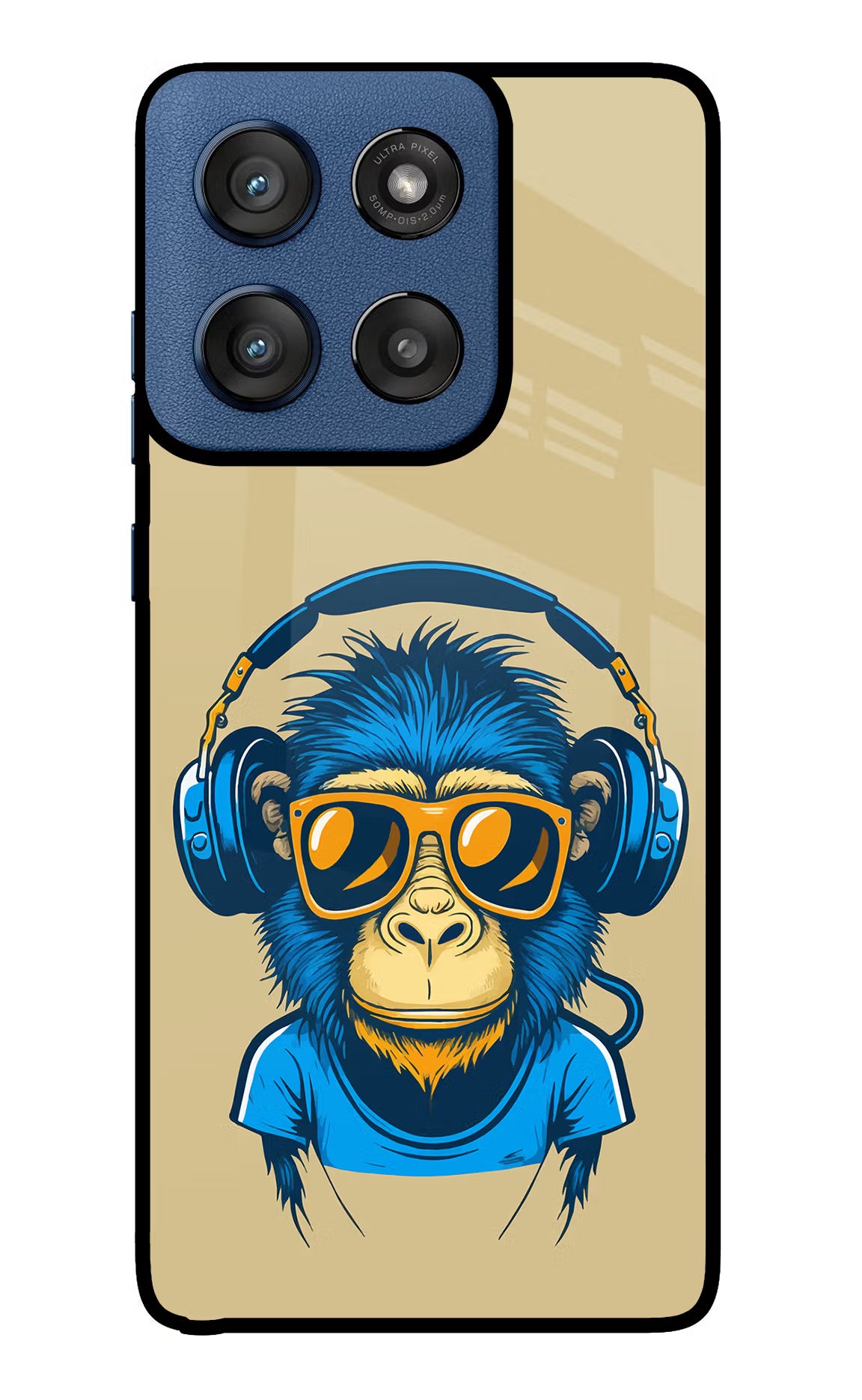 Monkey Headphone Moto Edge 60 Stylus Back Cover - Monkey Headphone Moto Edge 60 Stylus Glass Case Back Cover by Casekaro Monkey Headphone Moto Edge 60 Stylus Glass Case Back Cover by Casekaro