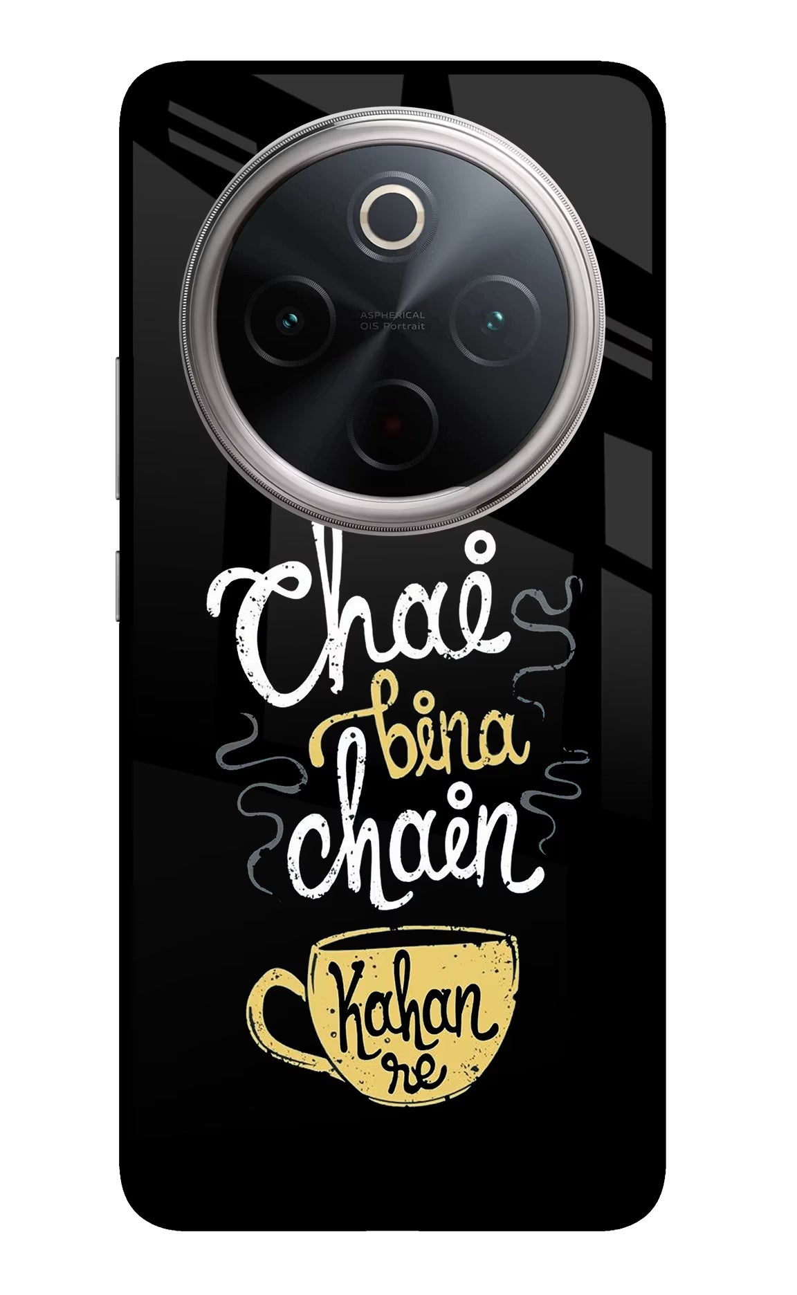 Chai Bina Chain Kaha Re Vivo T4 5G Back Cover - Chai Bina Chain Kaha Re Vivo T4 5G Glass Case Back Cover by Casekaro Chai Bina Chain Kaha Re Vivo T4 5G Glass Case Back Cover by Casekaro