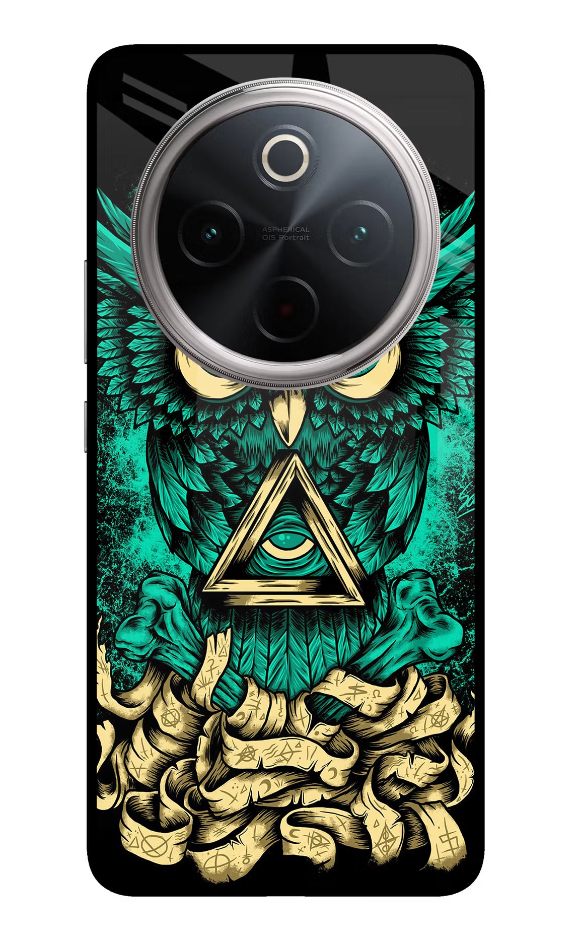 Green Owl Vivo T4 5G Back Cover - Green Owl Vivo T4 5G Glass Case Back Cover by Casekaro Green Owl Vivo T4 5G Glass Case Back Cover by Casekaro