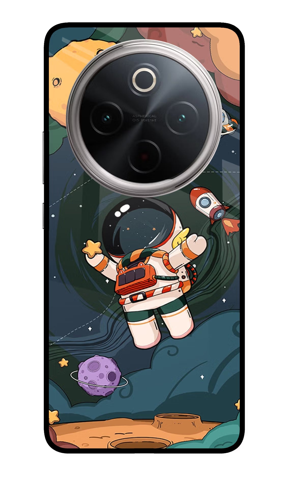 Cartoon Astronaut Vivo T4 5G Back Cover - Cartoon Astronaut Vivo T4 5G Glass Case Back Cover by Casekaro Cartoon Astronaut Vivo T4 5G Glass Case Back Cover by Casekaro