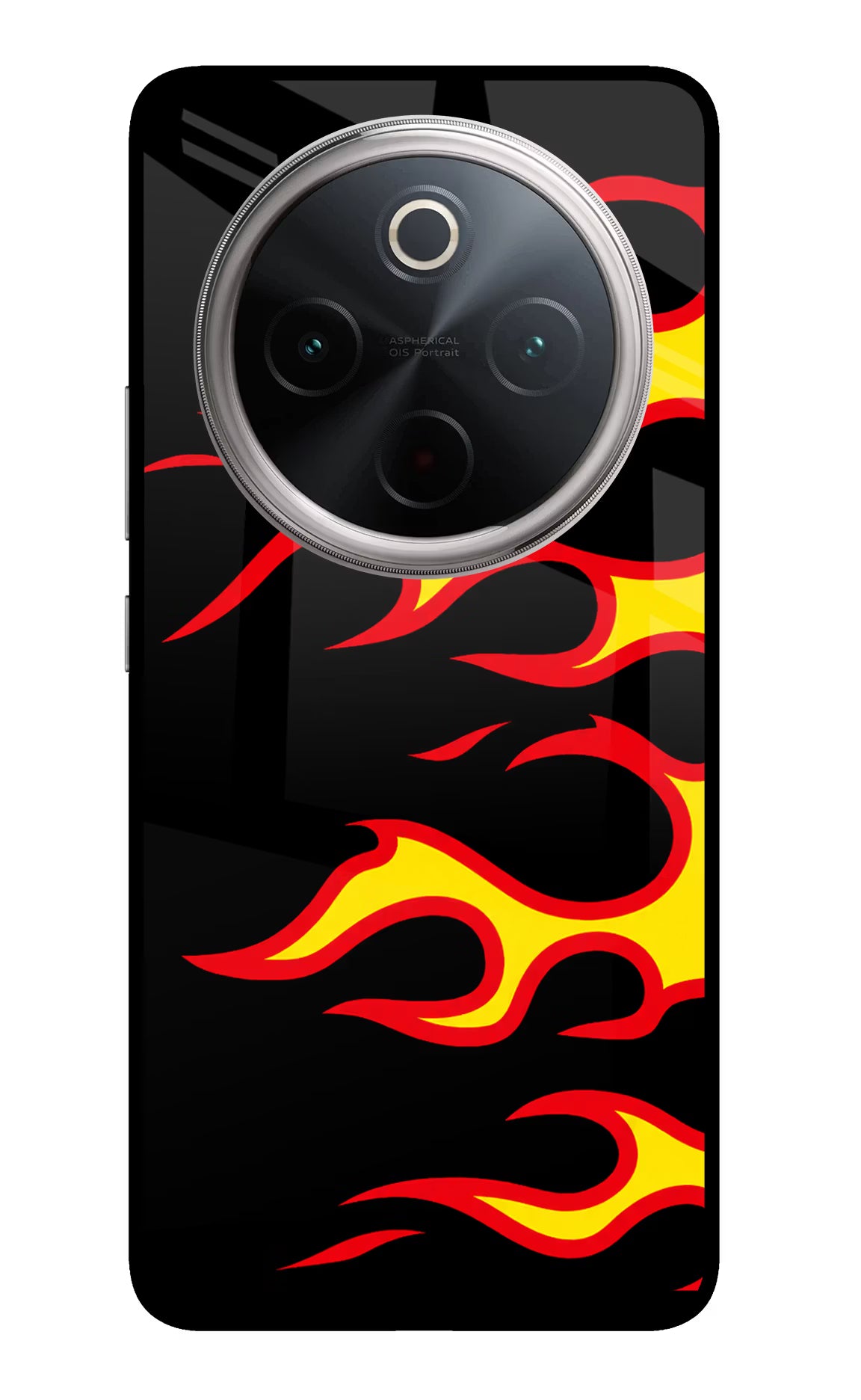 Side Sweep Flames Vivo T4 5G Back Cover - Side Sweep Flames Vivo T4 5G Glass Case Back Cover by Casekaro Side Sweep Flames Vivo T4 5G Glass Case Back Cover by Casekaro