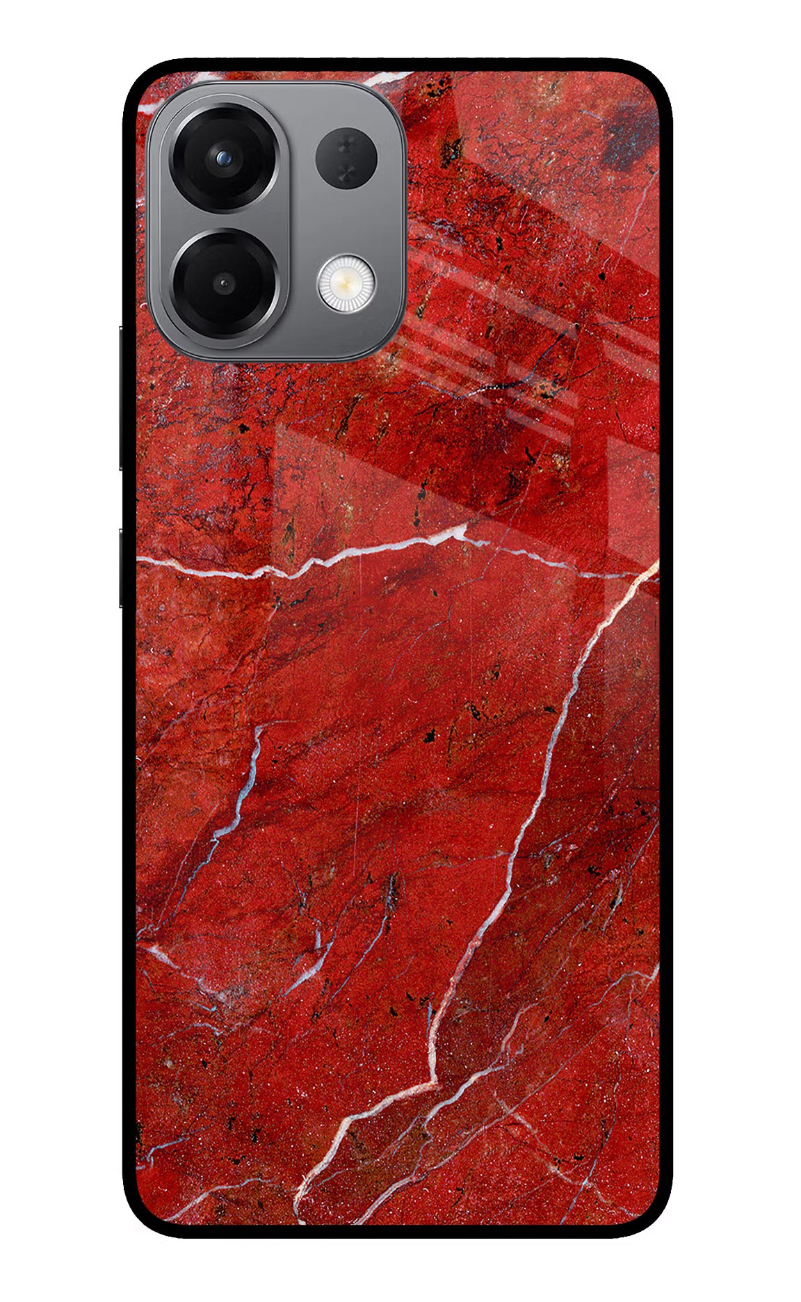 Red Marble Design Oppo K13 5G Glass Case Back Cover by Casekaro