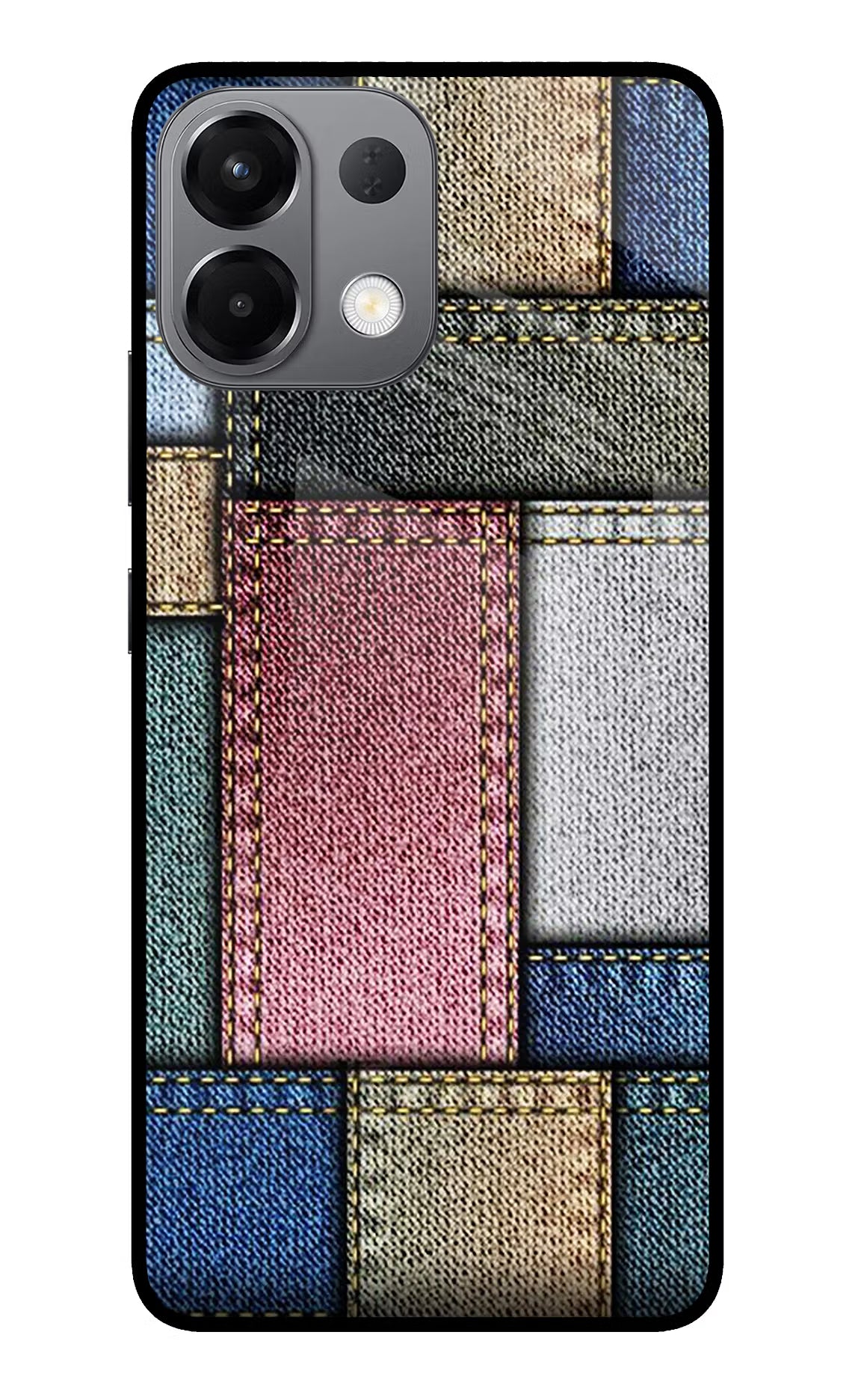 Multicolor Jeans Oppo K13 5G Back Cover - Multicolor Jeans Oppo K13 5G Glass Case Back Cover by Casekaro Multicolor Jeans Oppo K13 5G Glass Case Back Cover by Casekaro