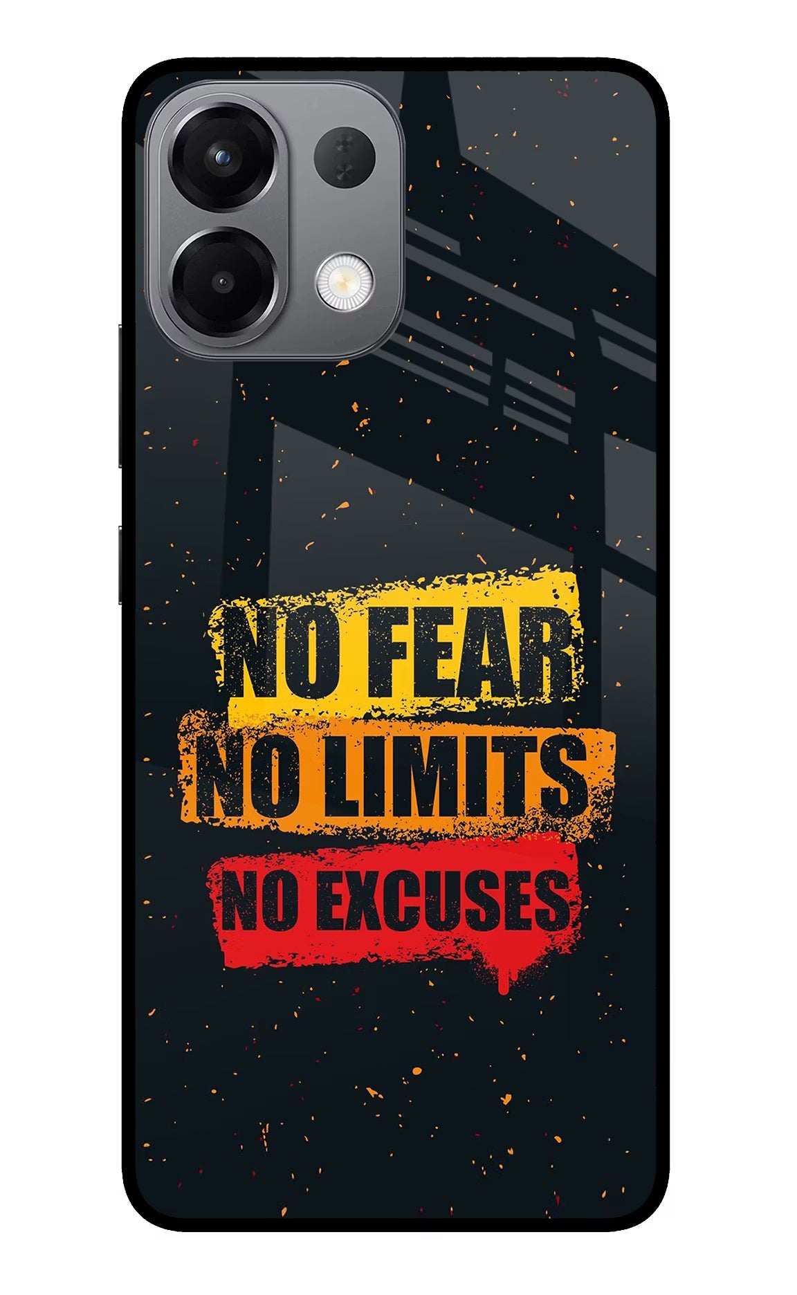 No Fear No Limits No Excuse Oppo K13 5G Glass Case Back Cover by Casekaro
