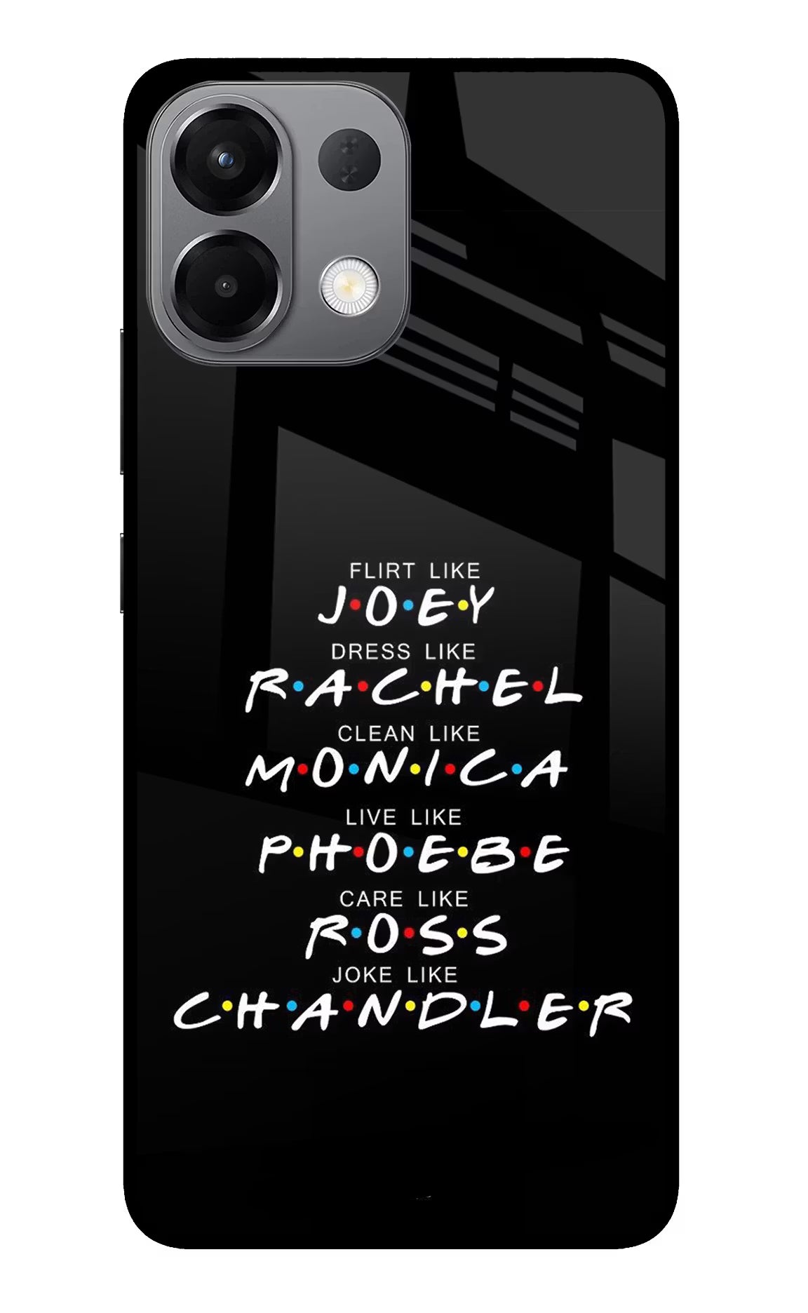 FRIENDS Character Oppo K13 5G Back Cover - FRIENDS Character Oppo K13 5G Glass Case Back Cover by Casekaro FRIENDS Character Oppo K13 5G Glass Case Back Cover by Casekaro
