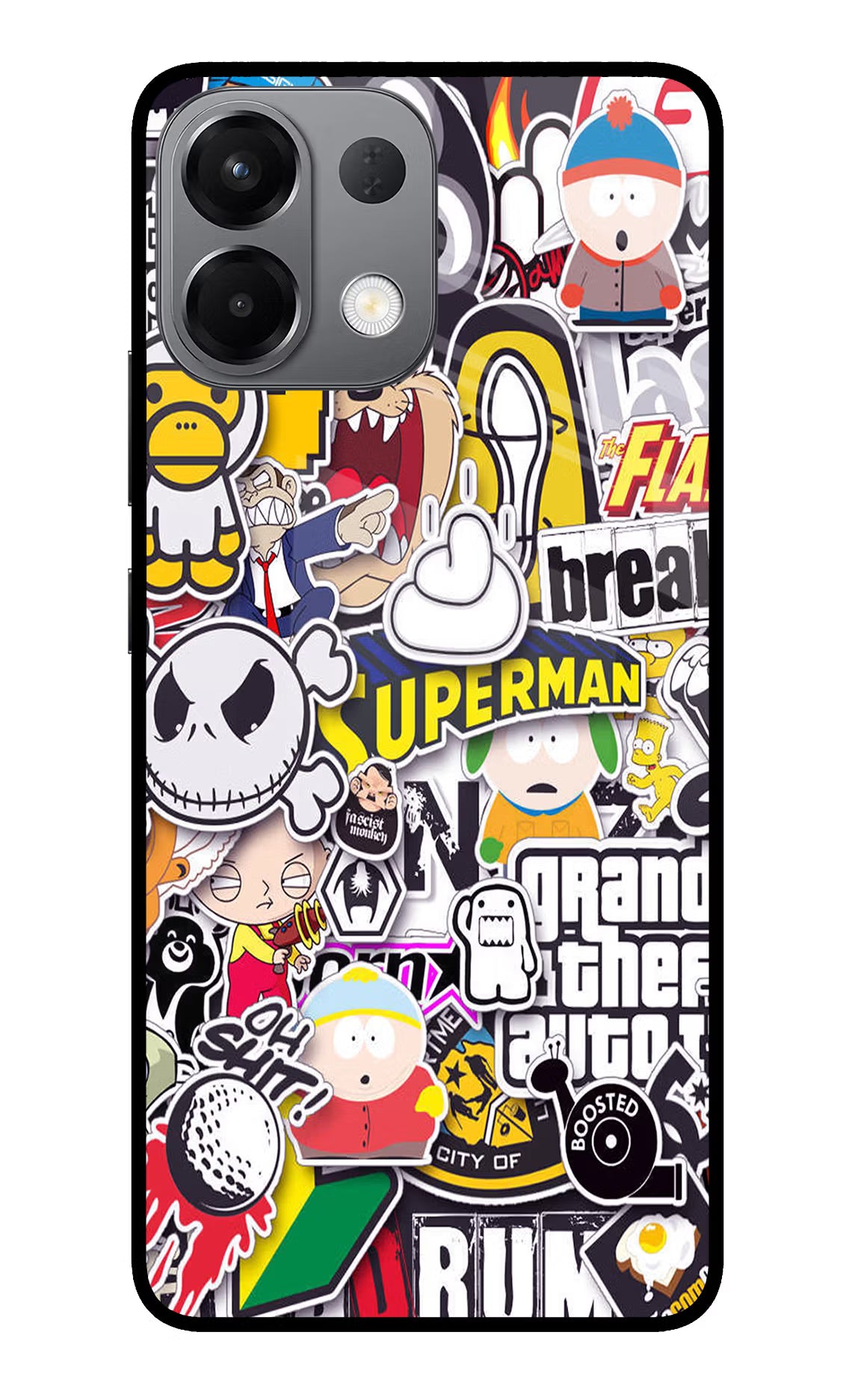 Sticker Bomb Oppo K13 5G Glass Case Back Cover by Casekaro