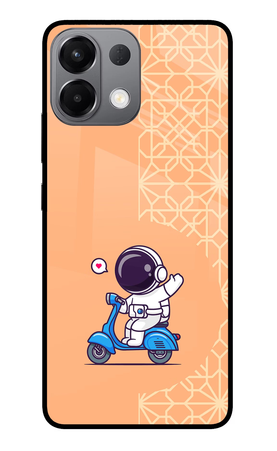 Cute Astronaut Riding Oppo K13 5G Glass Case Back Cover by Casekaro