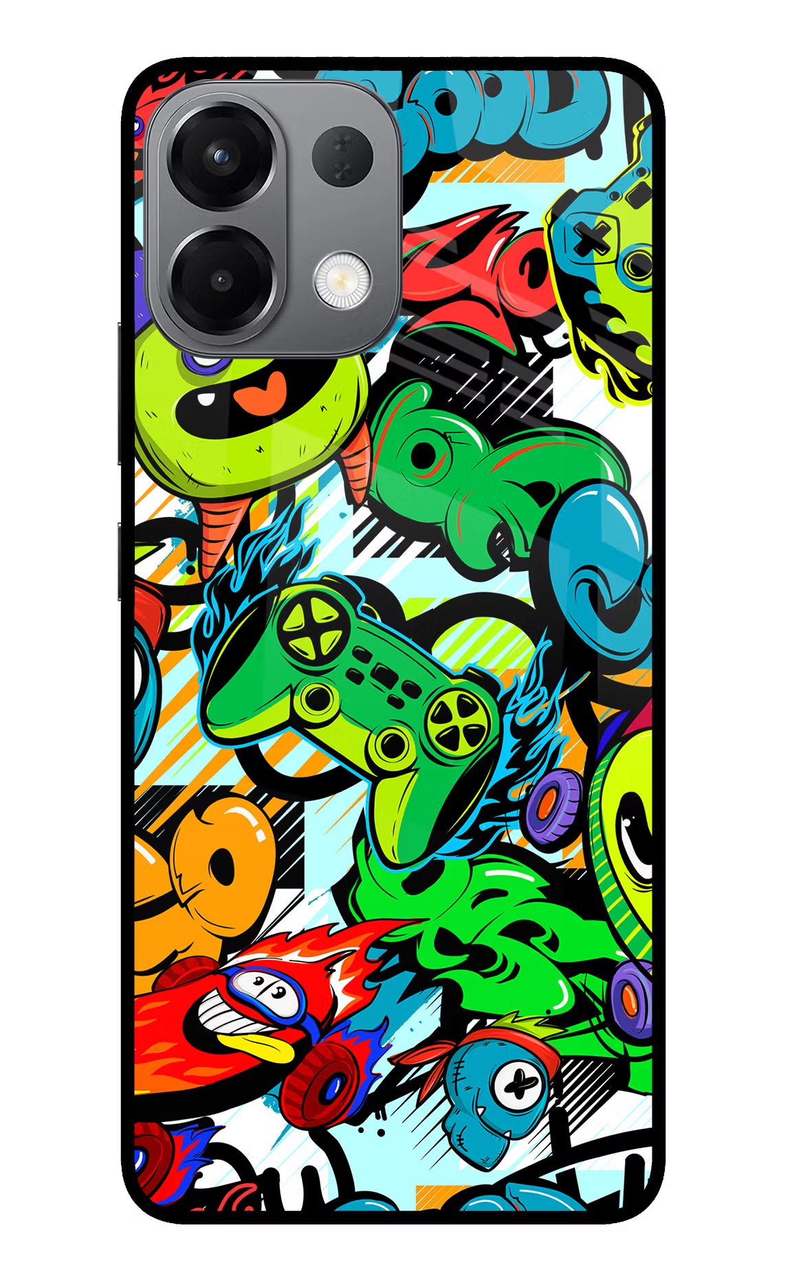 Game Doodle Oppo K13 5G Glass Case Back Cover by Casekaro