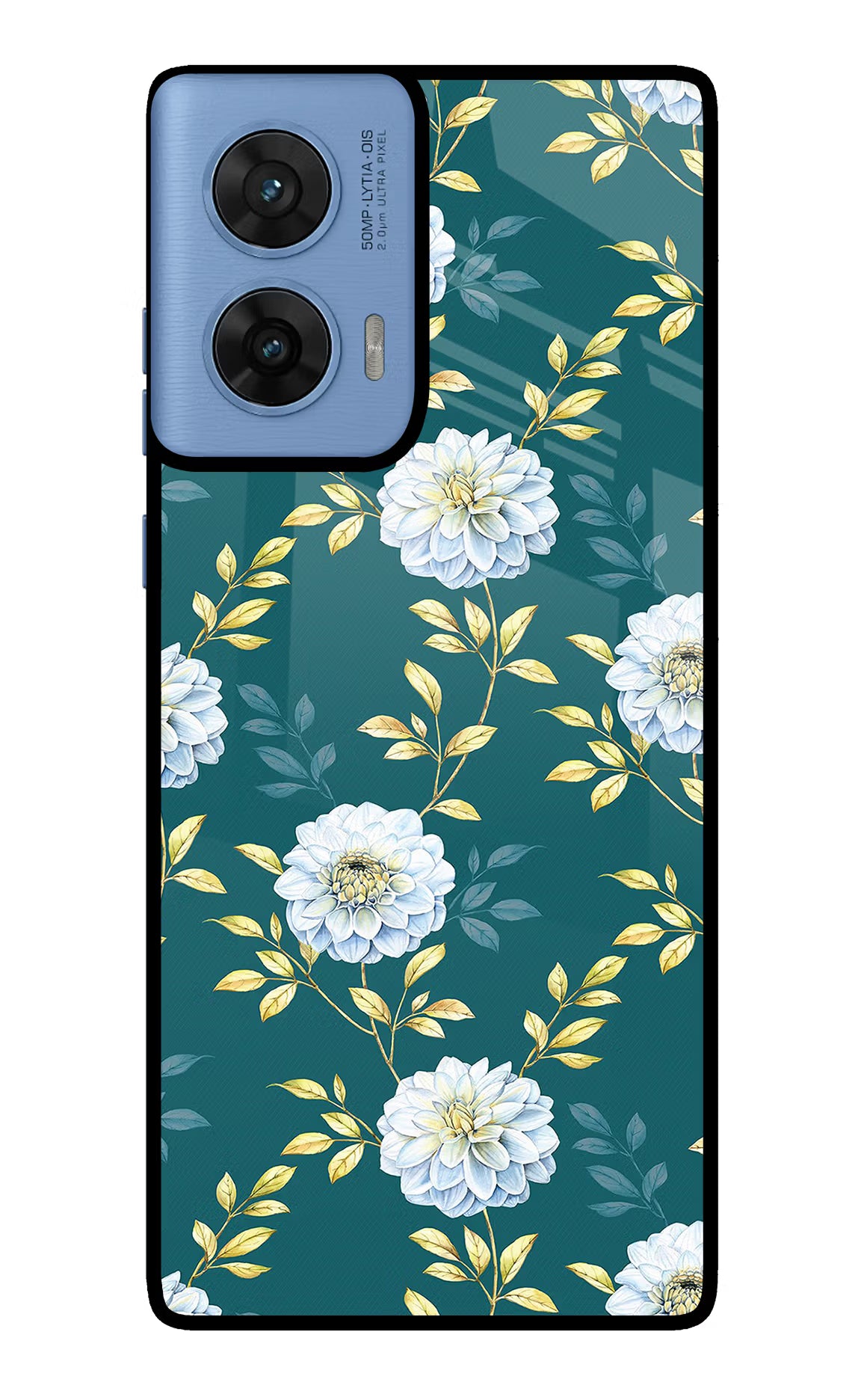 Flowers Moto G96 5G Back Cover - Flowers Moto G96 5G Glass Case Back Cover by Casekaro Flowers Moto G96 5G Glass Case Back Cover by Casekaro