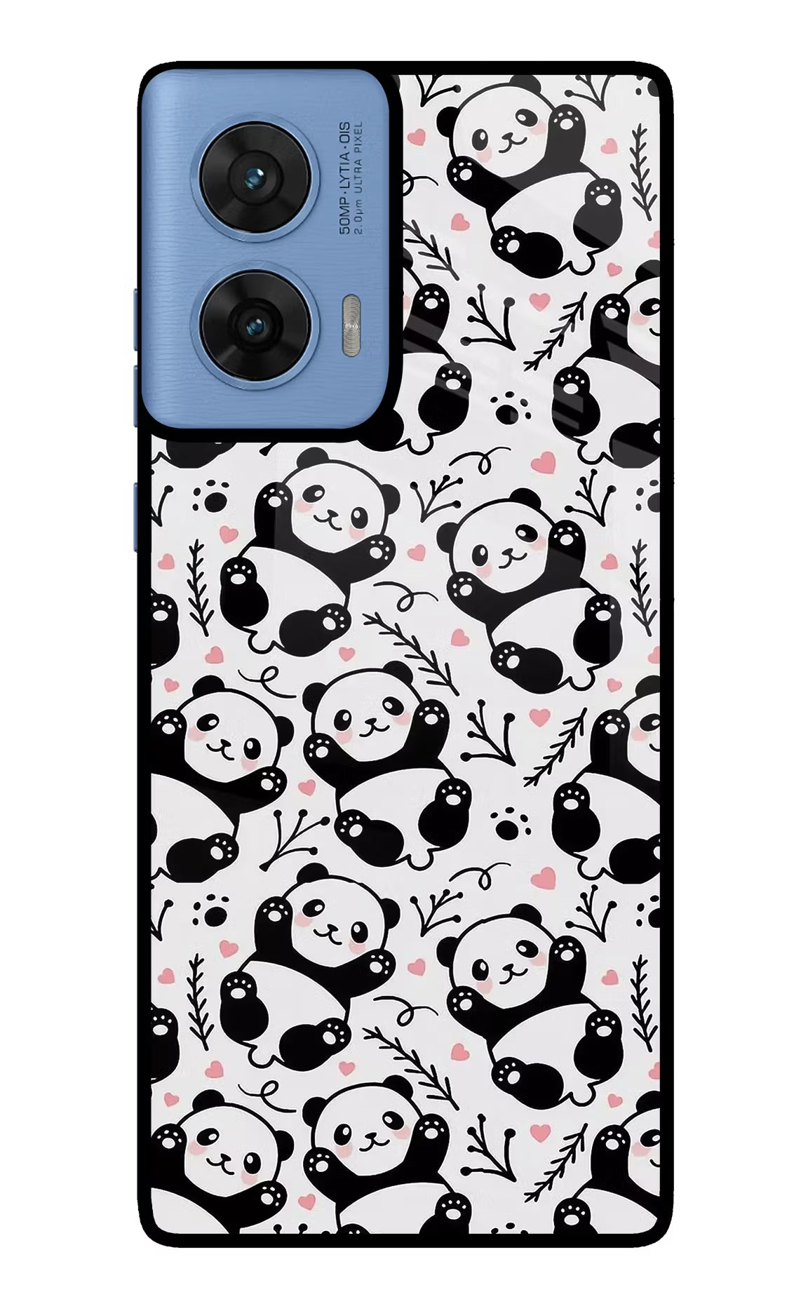 Cute Panda Moto G96 5G Glass Case Back Cover by Casekaro