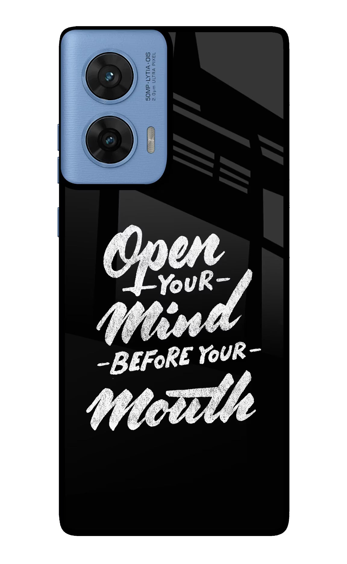 Open Your Mind Before Your Mouth Moto G96 5G Back Cover - Open Your Mind Before Your Mouth Moto G96 5G Glass Case Back Cover by Casekaro Open Your Mind Before Your Mouth Moto G96 5G Glass Case Back Cover by Casekaro