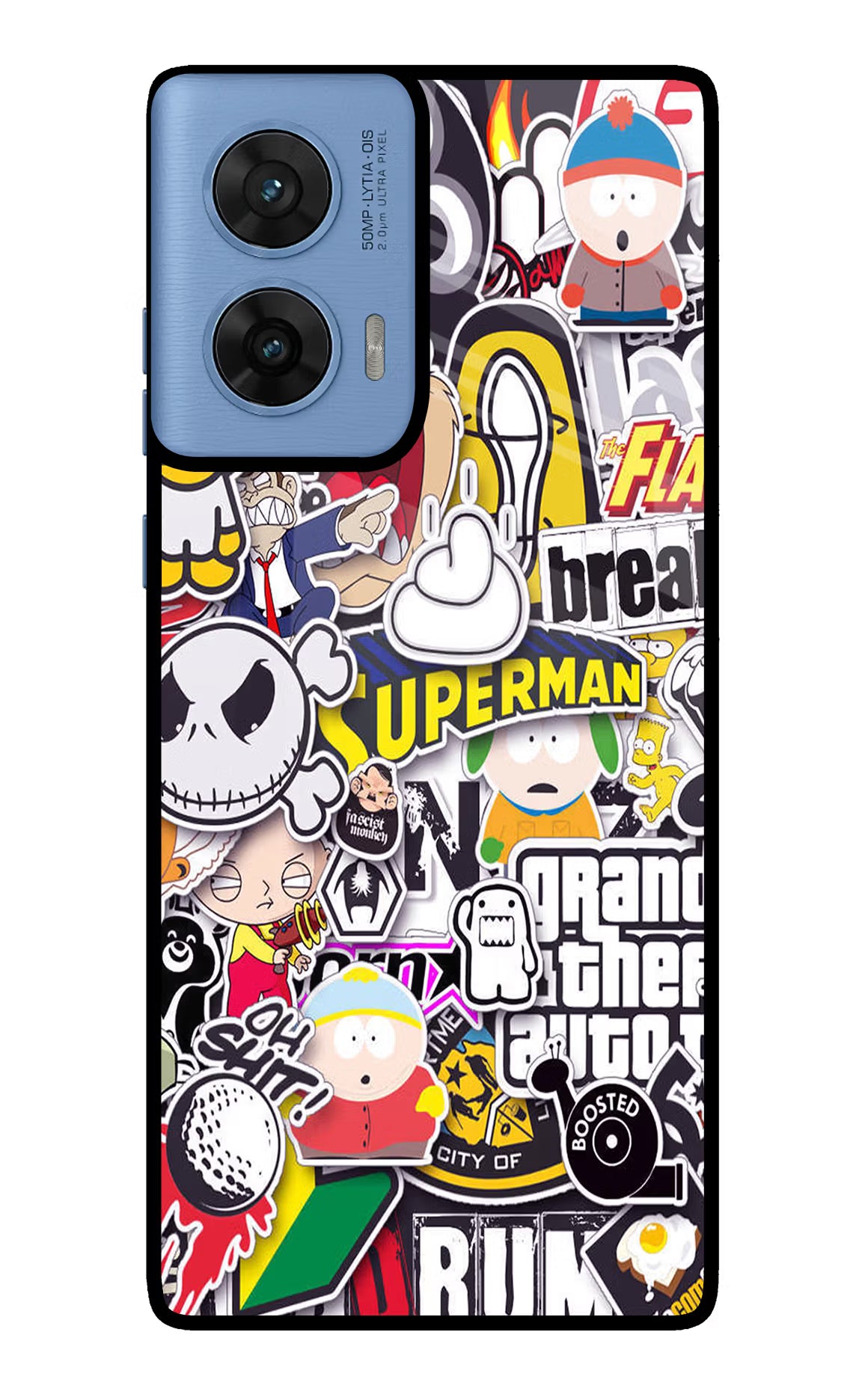 Sticker Bomb Moto G96 5G Back Cover - Sticker Bomb Moto G96 5G Glass Case Back Cover by Casekaro Sticker Bomb Moto G96 5G Glass Case Back Cover by Casekaro