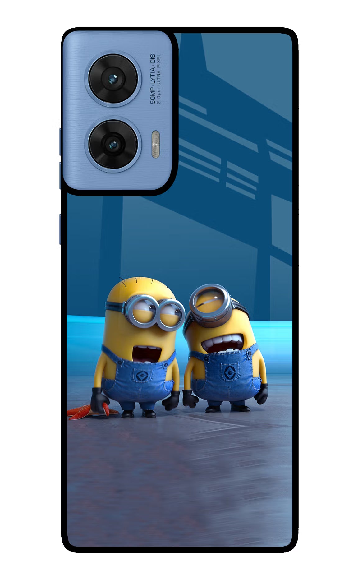 Minion Laughing Moto G96 5G Glass Case Back Cover by Casekaro