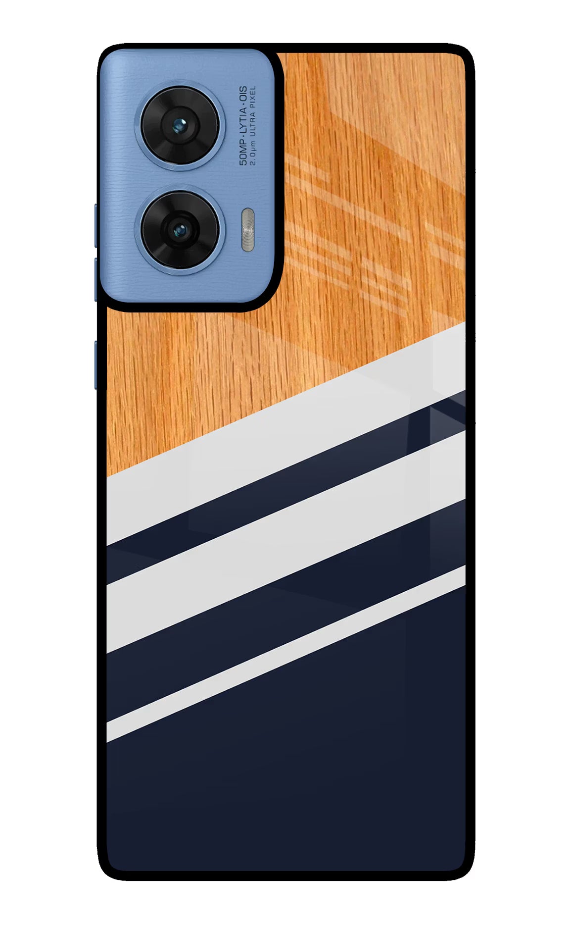 Blue and white wooden Moto G96 5G Back Cover - Blue and white wooden Moto G96 5G Glass Case Back Cover by Casekaro Blue and white wooden Moto G96 5G Glass Case Back Cover by Casekaro