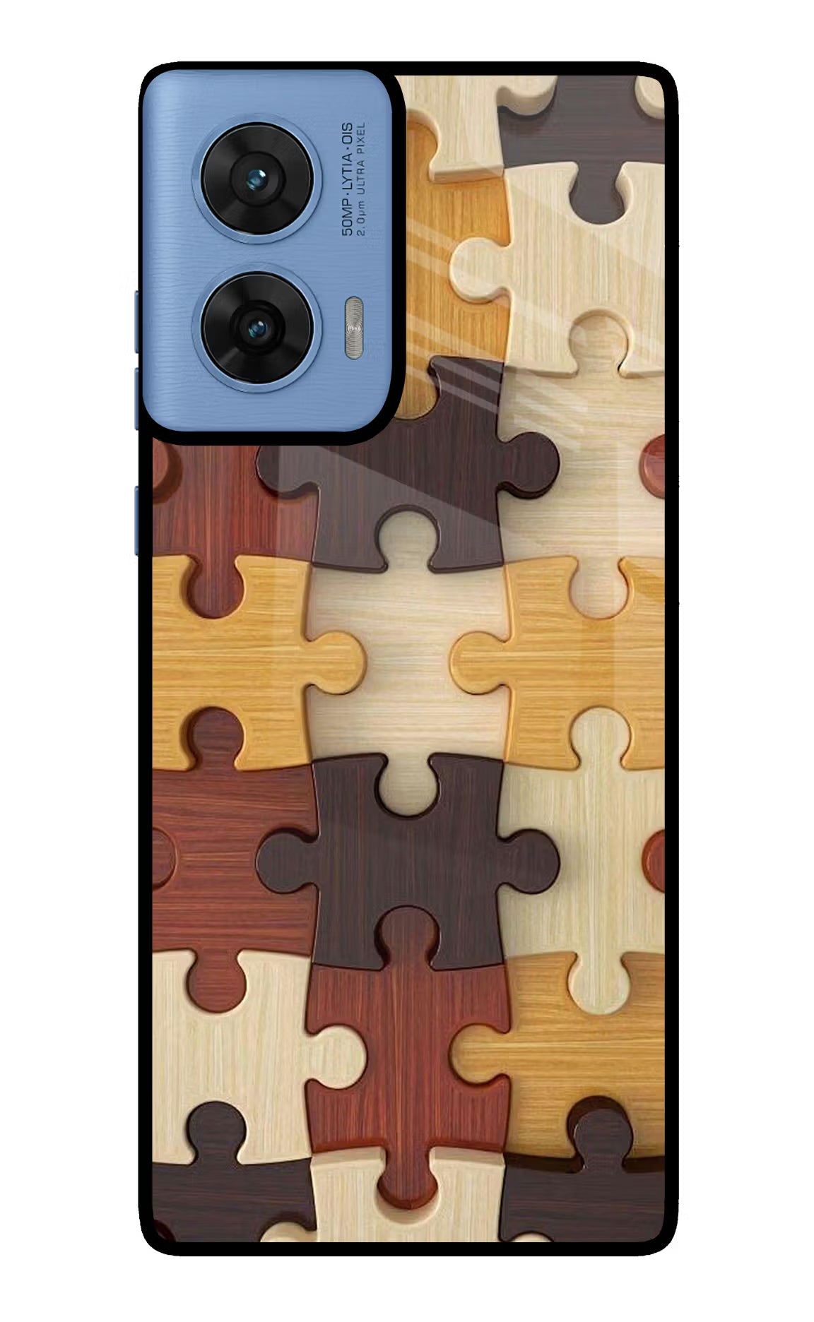 Wooden Puzzle Moto G96 5G Back Cover - Wooden Puzzle Moto G96 5G Glass Case Back Cover by Casekaro Wooden Puzzle Moto G96 5G Glass Case Back Cover by Casekaro