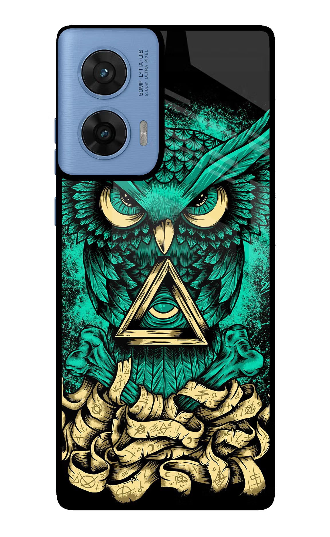 Green Owl Moto G96 5G Back Cover - Green Owl Moto G96 5G Glass Case Back Cover by Casekaro Green Owl Moto G96 5G Glass Case Back Cover by Casekaro