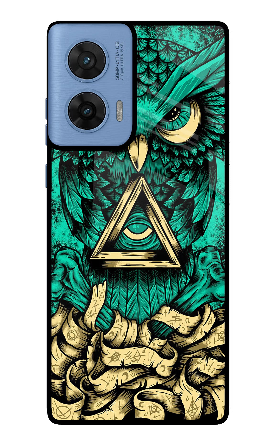 Green Owl Moto G96 5G Back Cover - Green Owl Moto G96 5G Glass Case Back Cover by Casekaro Green Owl Moto G96 5G Glass Case Back Cover by Casekaro