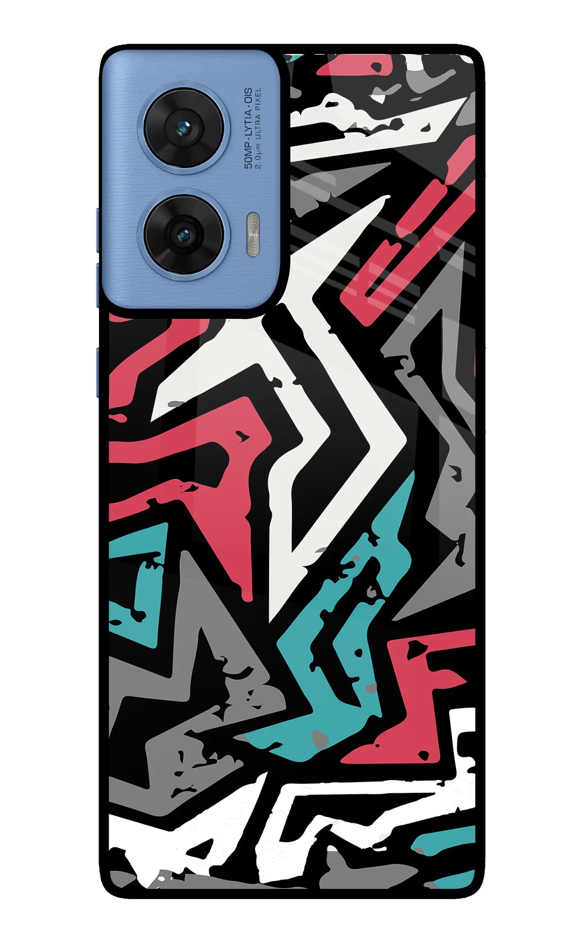 Geometric Graffiti Moto G96 5G Back Cover - Geometric Graffiti Moto G96 5G Glass Case Back Cover by Casekaro Geometric Graffiti Moto G96 5G Glass Case Back Cover by Casekaro