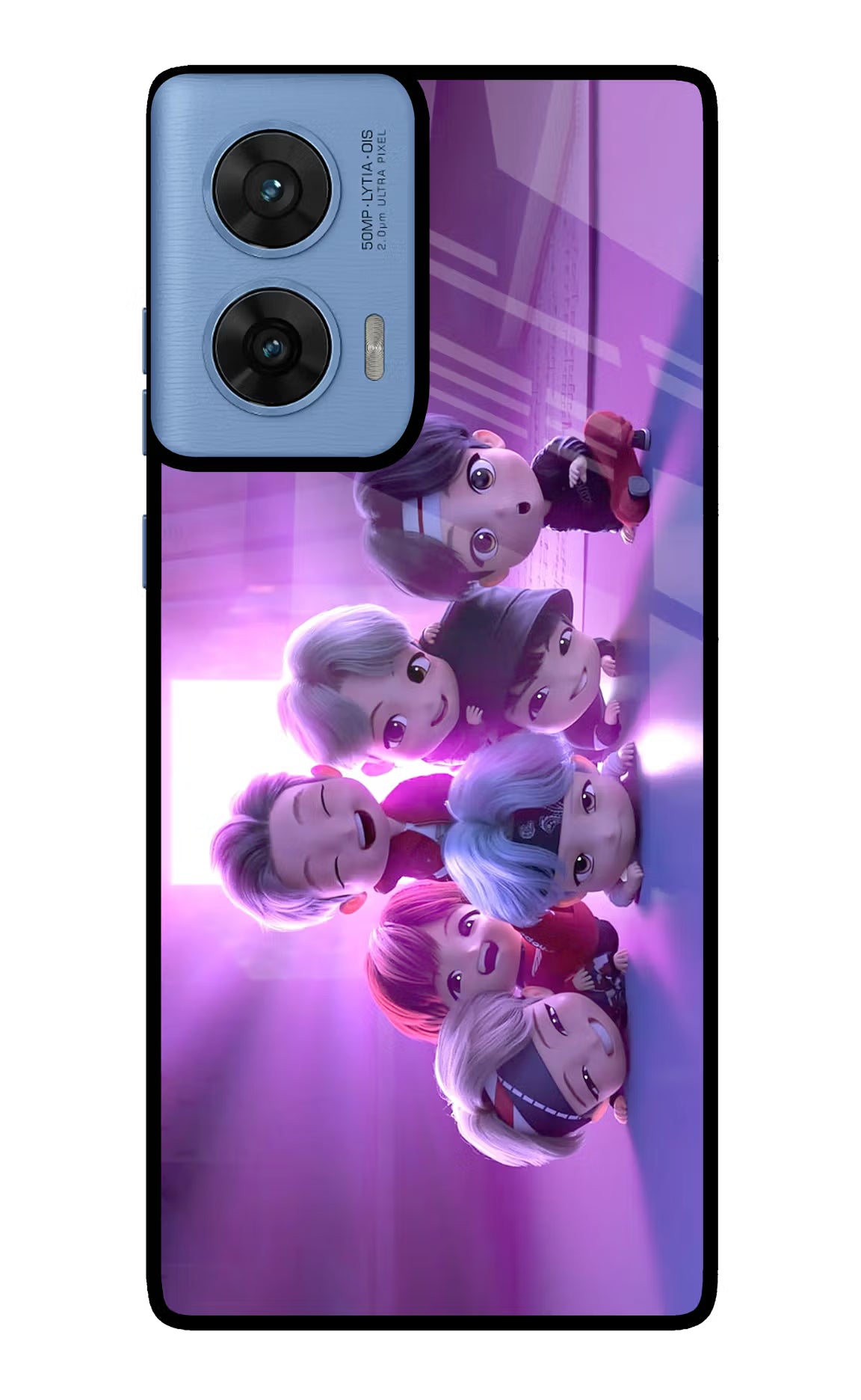 BTS Chibi Moto G96 5G Back Cover - BTS Chibi Moto G96 5G Glass Case Back Cover by Casekaro BTS Chibi Moto G96 5G Glass Case Back Cover by Casekaro