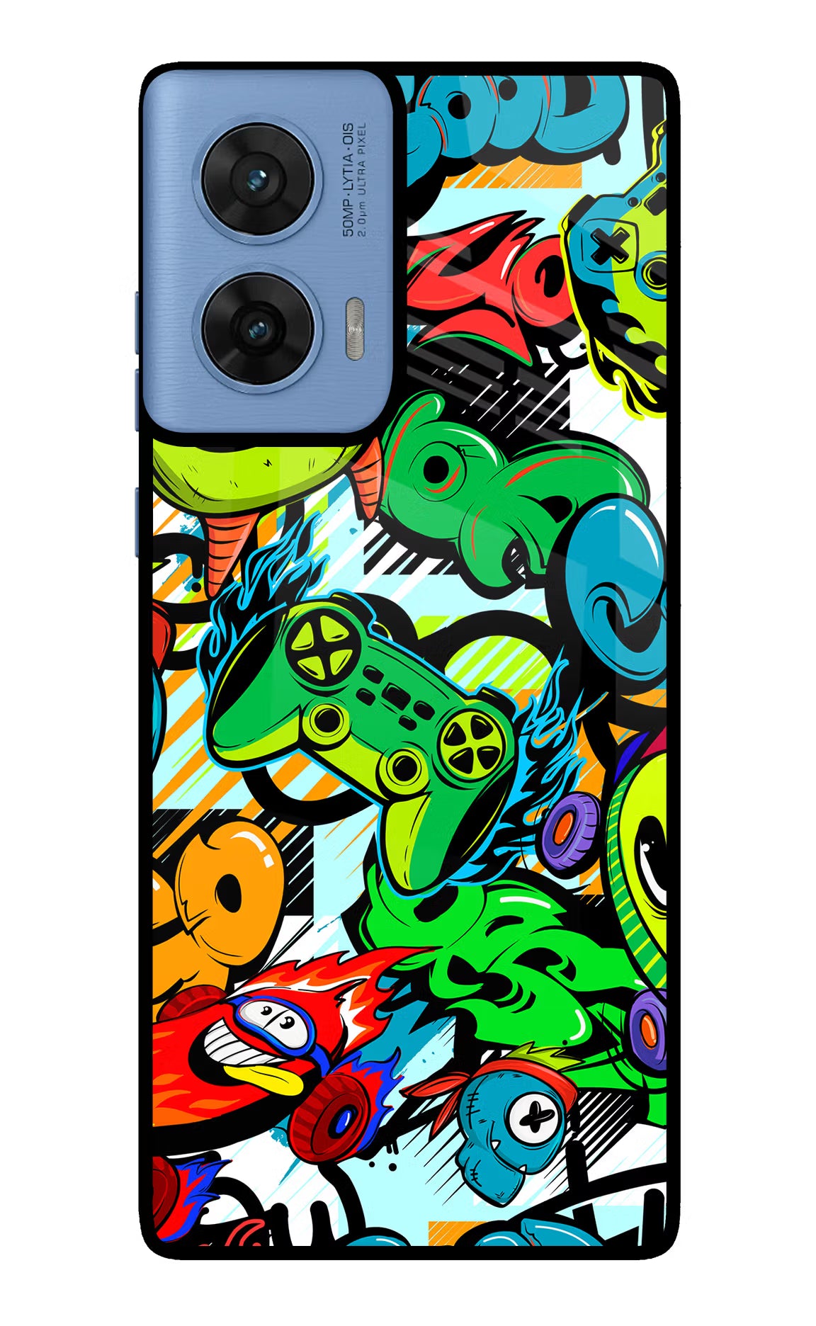Game Doodle Moto G96 5G Glass Case Back Cover by Casekaro