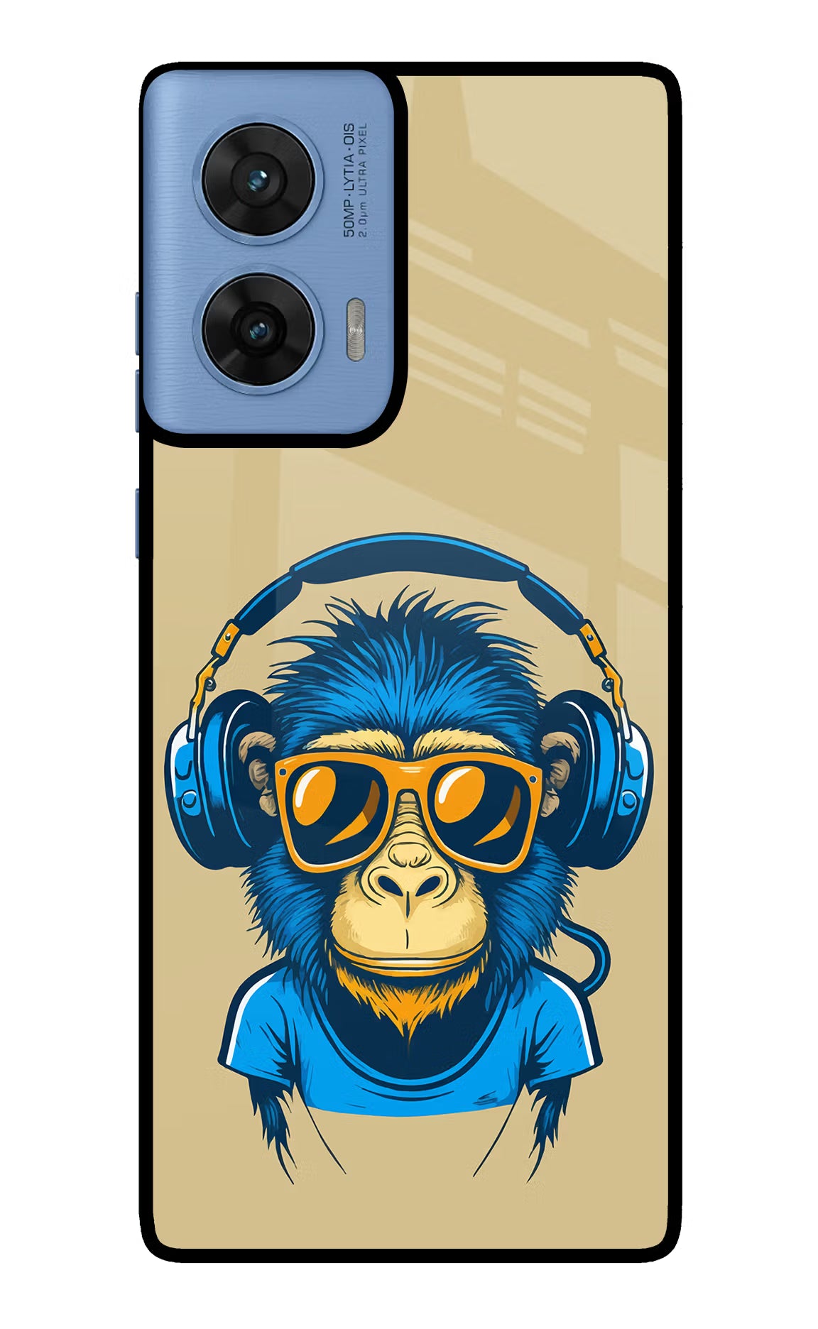 Monkey Headphone Moto G96 5G Back Cover - Monkey Headphone Moto G96 5G Glass Case Back Cover by Casekaro Monkey Headphone Moto G96 5G Glass Case Back Cover by Casekaro