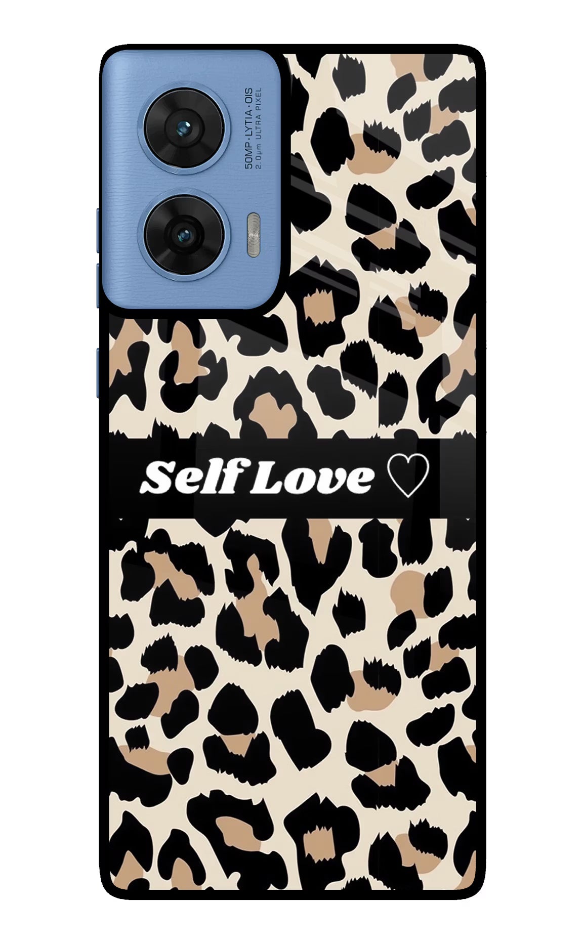 Leopard Print Self Love Moto G96 5G Back Cover - Leopard Print Self Love Moto G96 5G Glass Case Back Cover by Casekaro Leopard Print Self Love Moto G96 5G Glass Case Back Cover by Casekaro