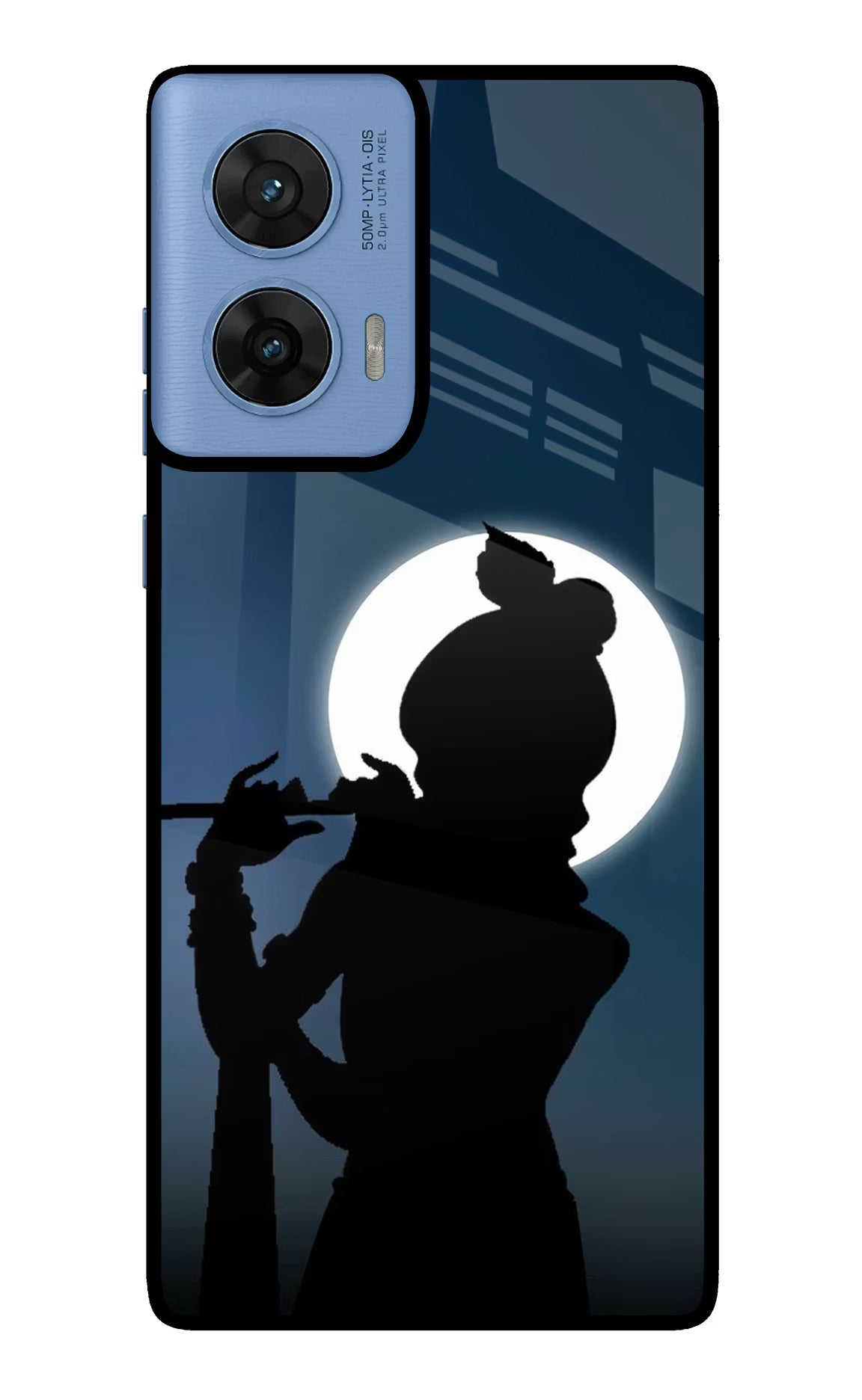 Shri Krishna Silhouette Moto G96 5G Back Cover - Shri Krishna Silhouette Moto G96 5G Glass Case Back Cover by Casekaro Shri Krishna Silhouette Moto G96 5G Glass Case Back Cover by Casekaro