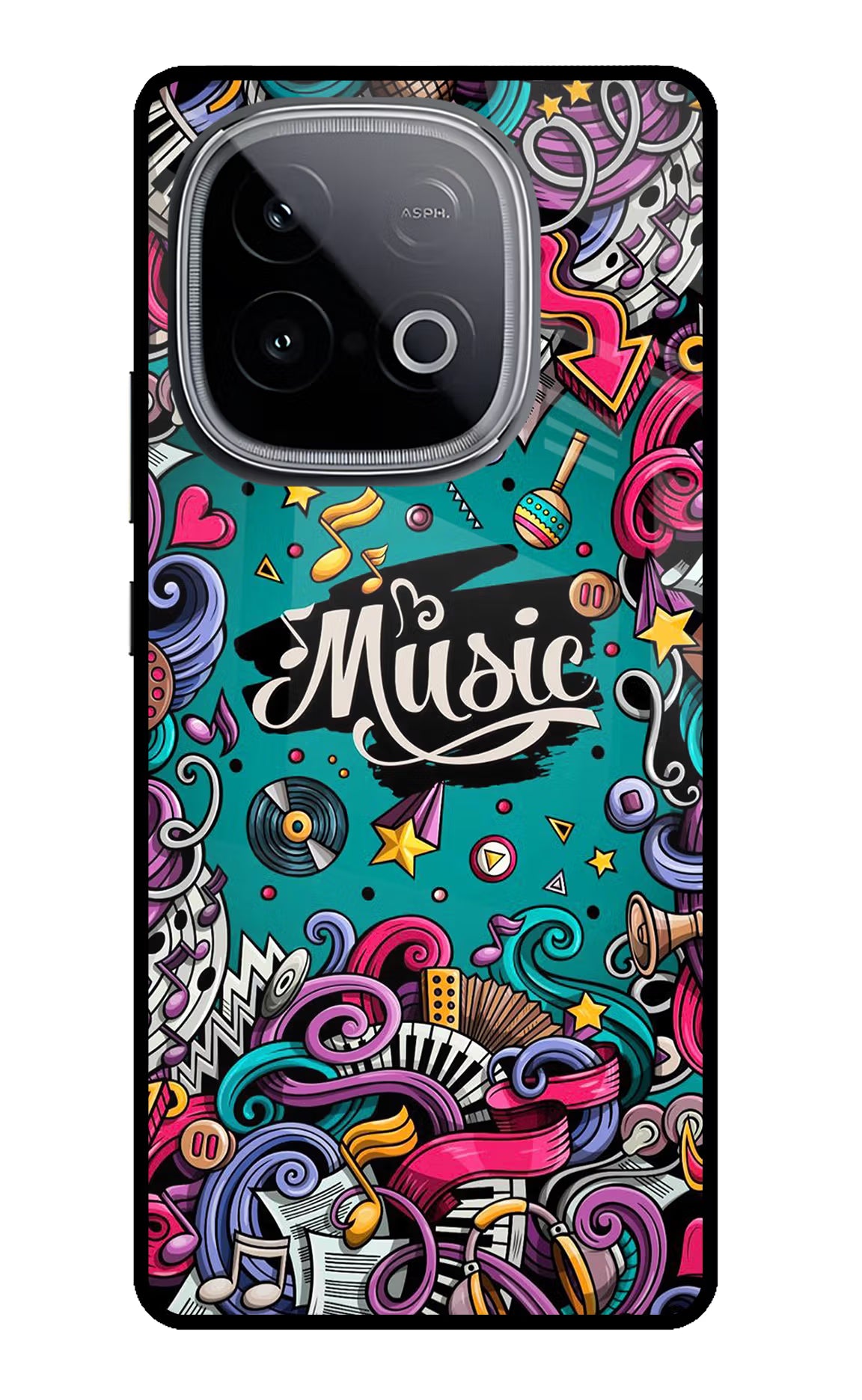Music Graffiti iQOO Neo 10 Back Cover - Music Graffiti iQOO Neo 10 Glass Case Back Cover by Casekaro Music Graffiti iQOO Neo 10 Glass Case Back Cover by Casekaro