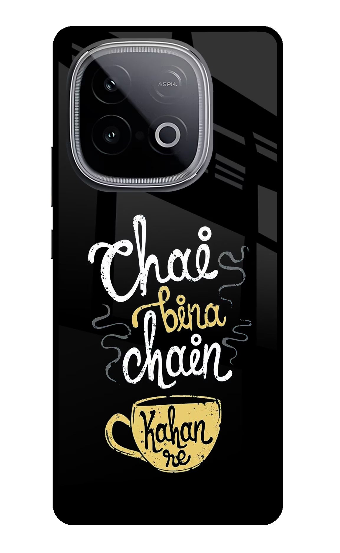 Chai Bina Chain Kaha Re iQOO Neo 10 Back Cover - Chai Bina Chain Kaha Re iQOO Neo 10 Glass Case Back Cover by Casekaro Chai Bina Chain Kaha Re iQOO Neo 10 Glass Case Back Cover by Casekaro
