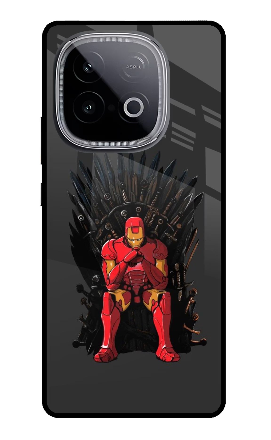 Ironman Throne iQOO Neo 10 Back Cover - Ironman Throne iQOO Neo 10 Glass Case Back Cover by Casekaro Ironman Throne iQOO Neo 10 Glass Case Back Cover by Casekaro