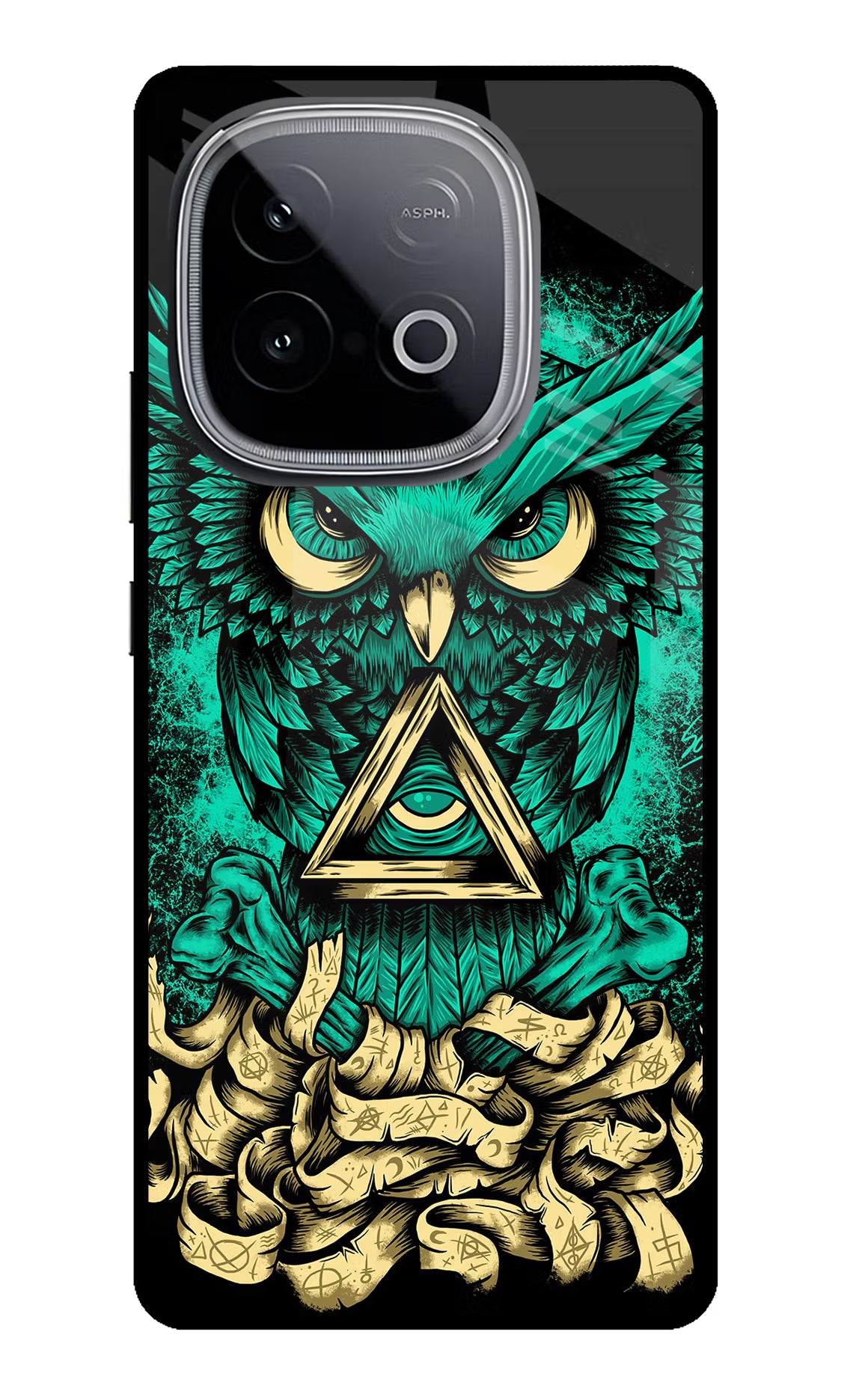 Green Owl iQOO Neo 10 Back Cover - Green Owl iQOO Neo 10 Glass Case Back Cover by Casekaro Green Owl iQOO Neo 10 Glass Case Back Cover by Casekaro